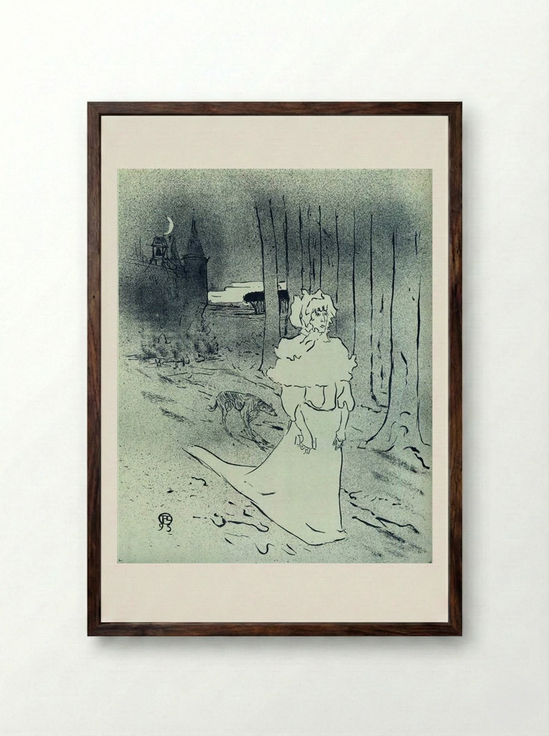 The Chatelaine (The Tocsin) - Henri de Toulouse-Lautrec - Framed Print Dark Wood