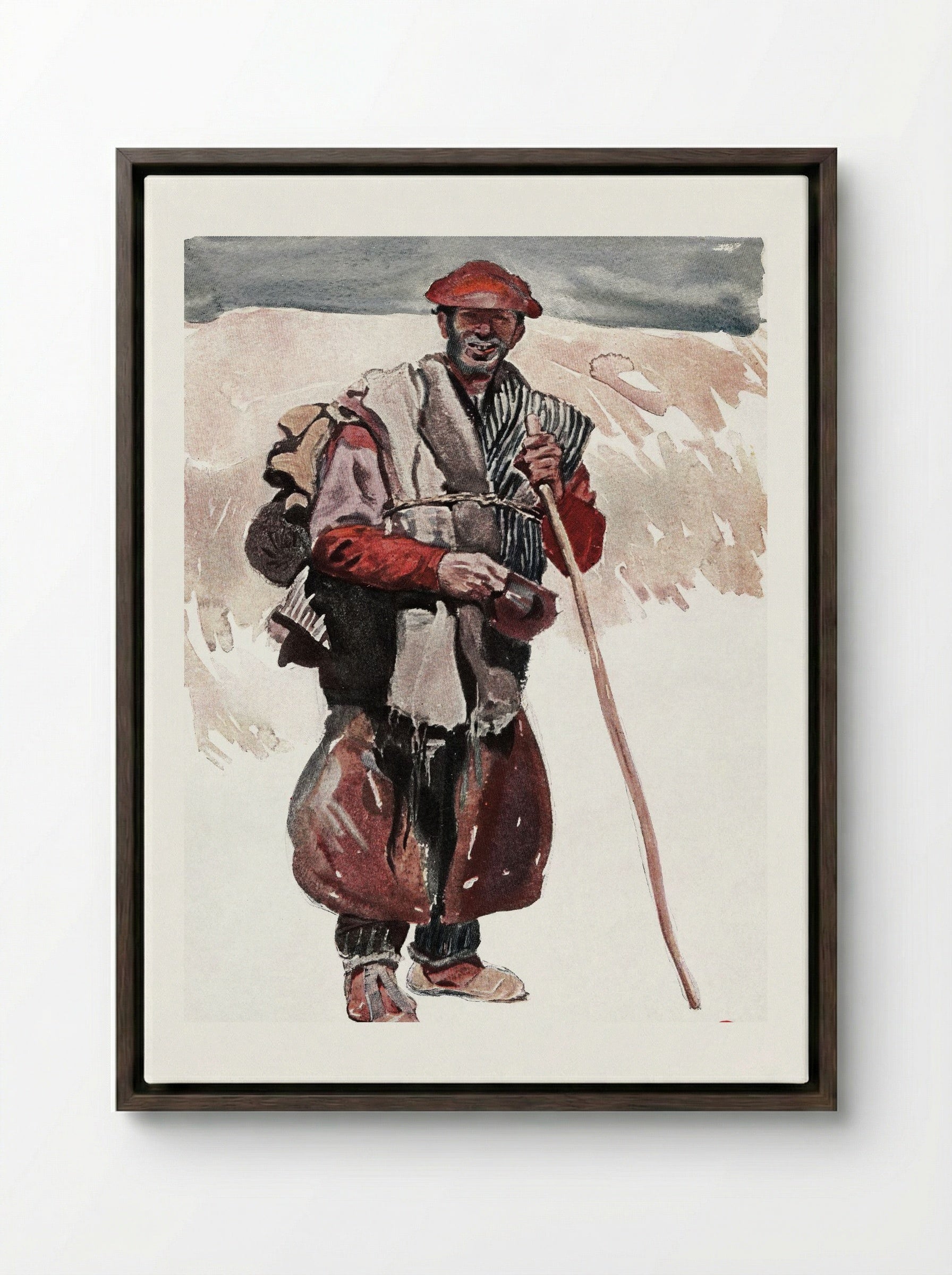 A Spanish Tramp - Edward Penfield - Framed Canvas Dark Wood