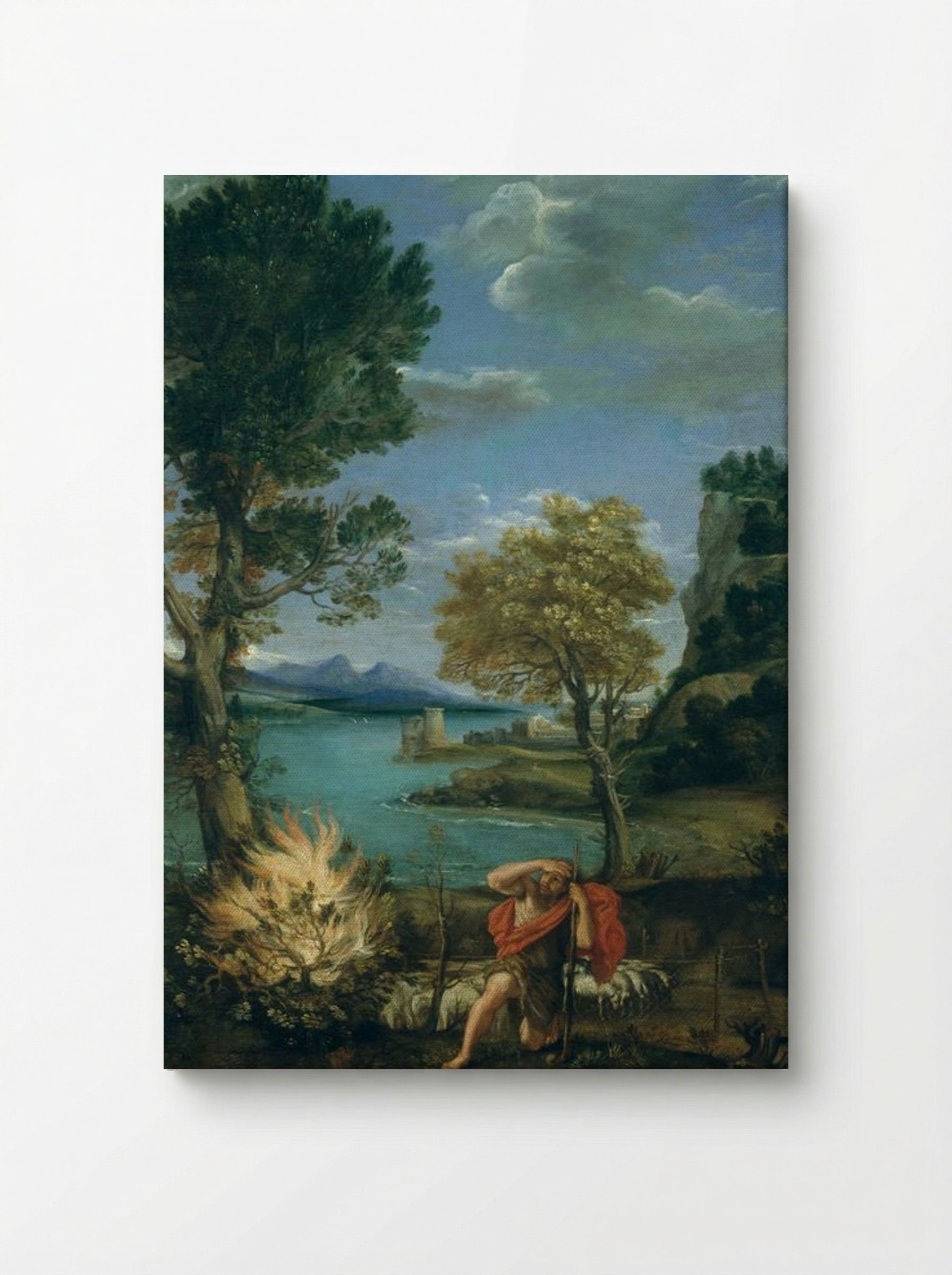 Landscape with Moses and the Burning Bush - Domenico Campagnola - Canvas