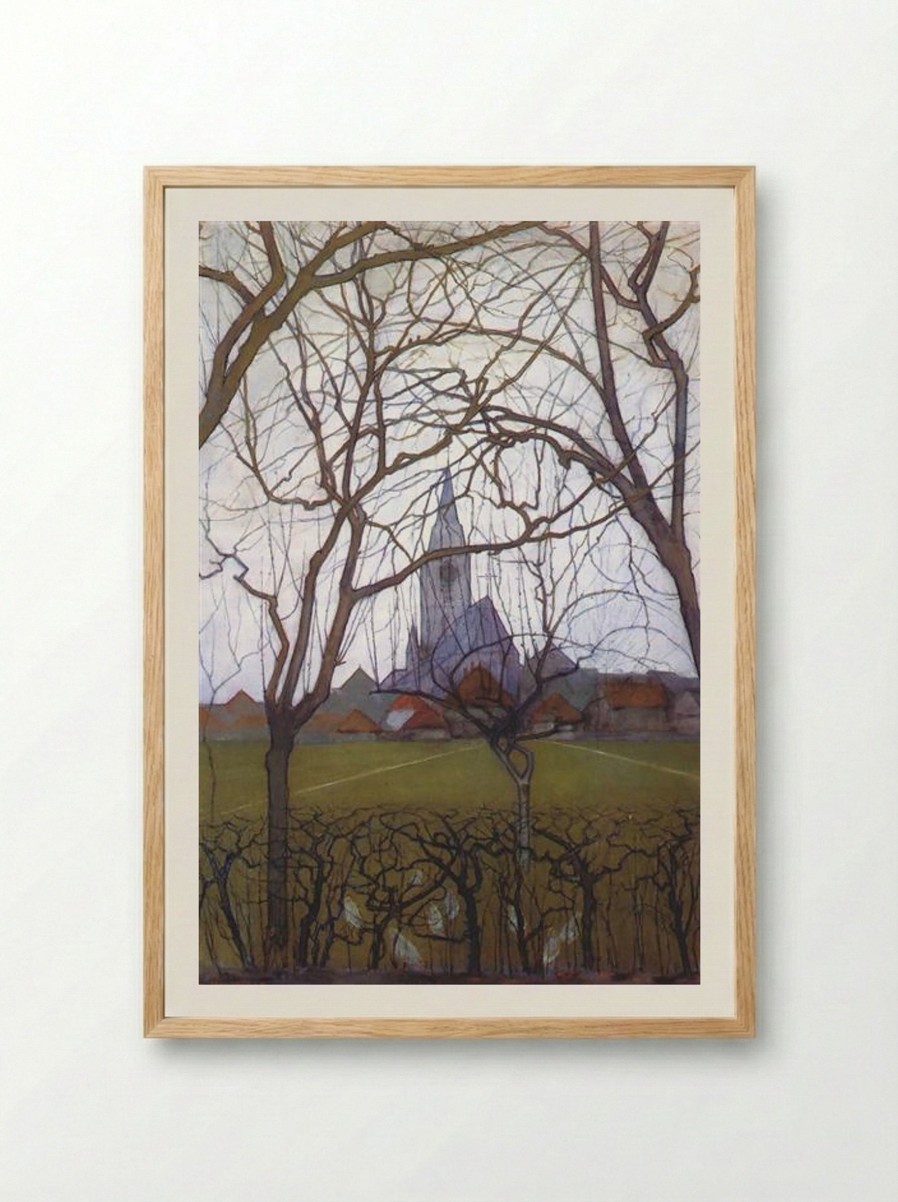 Village Church - Piet Mondrian - Framed Print Wood