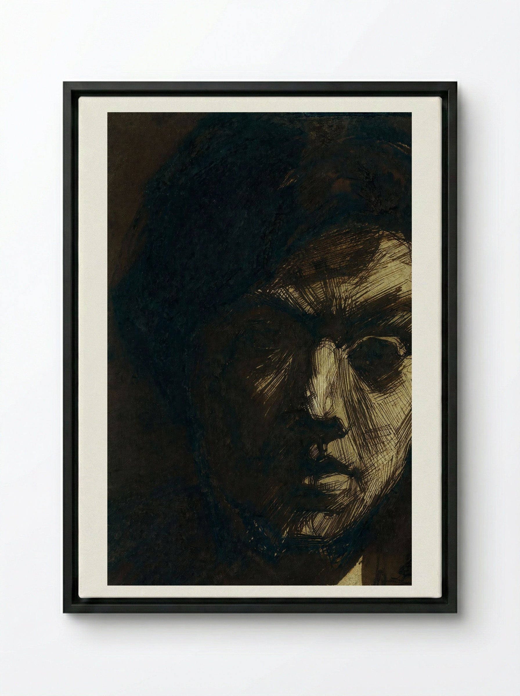 Self-Portrait of the Painter Jan Toorop - Jan Toorop - Framed Canvas Black