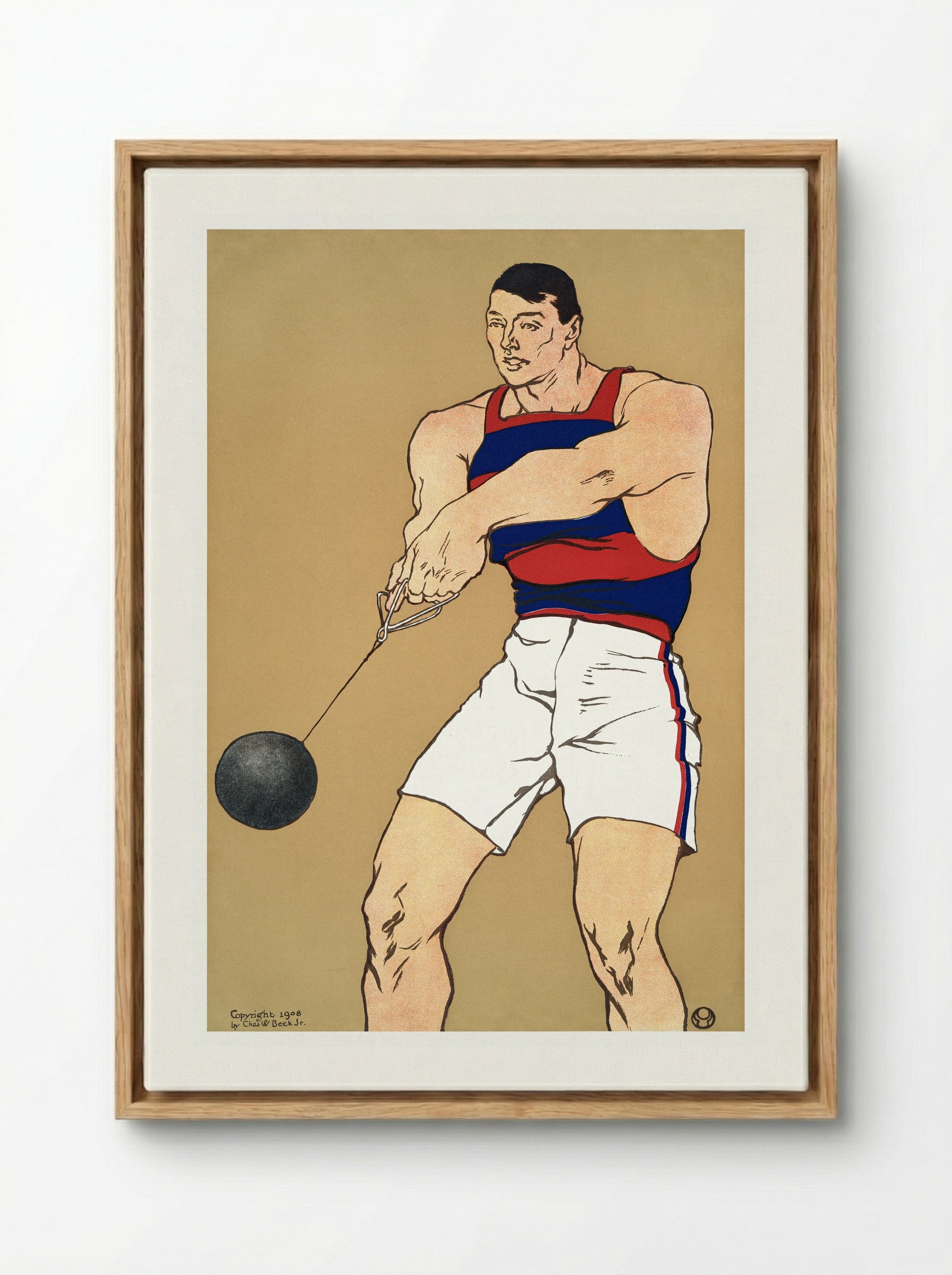 Hammer Throw - Edward Penfield - Framed Canvas Wood