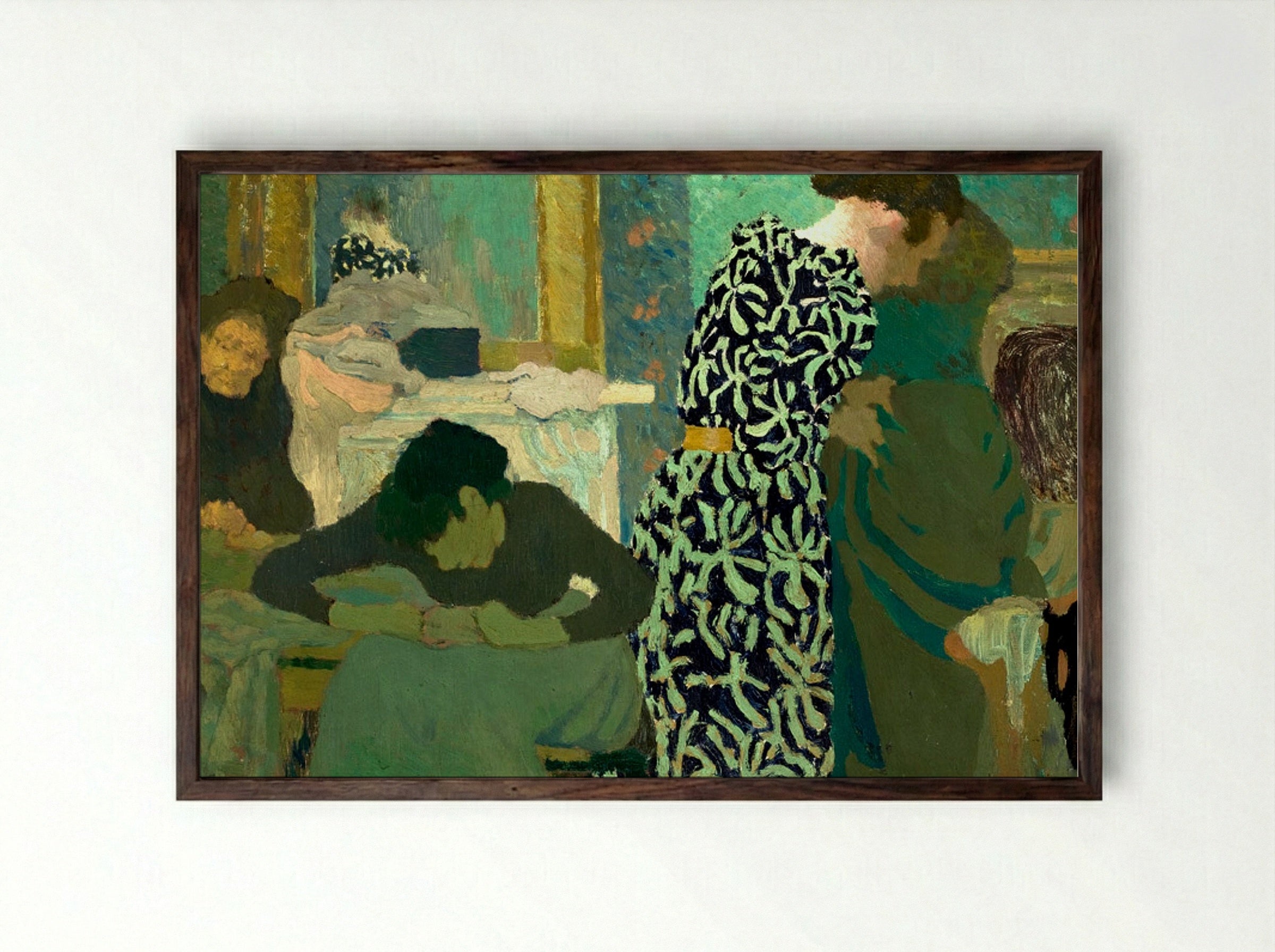 The Flowered Dress - Édouard Vuillard - Framed Print Dark Wood