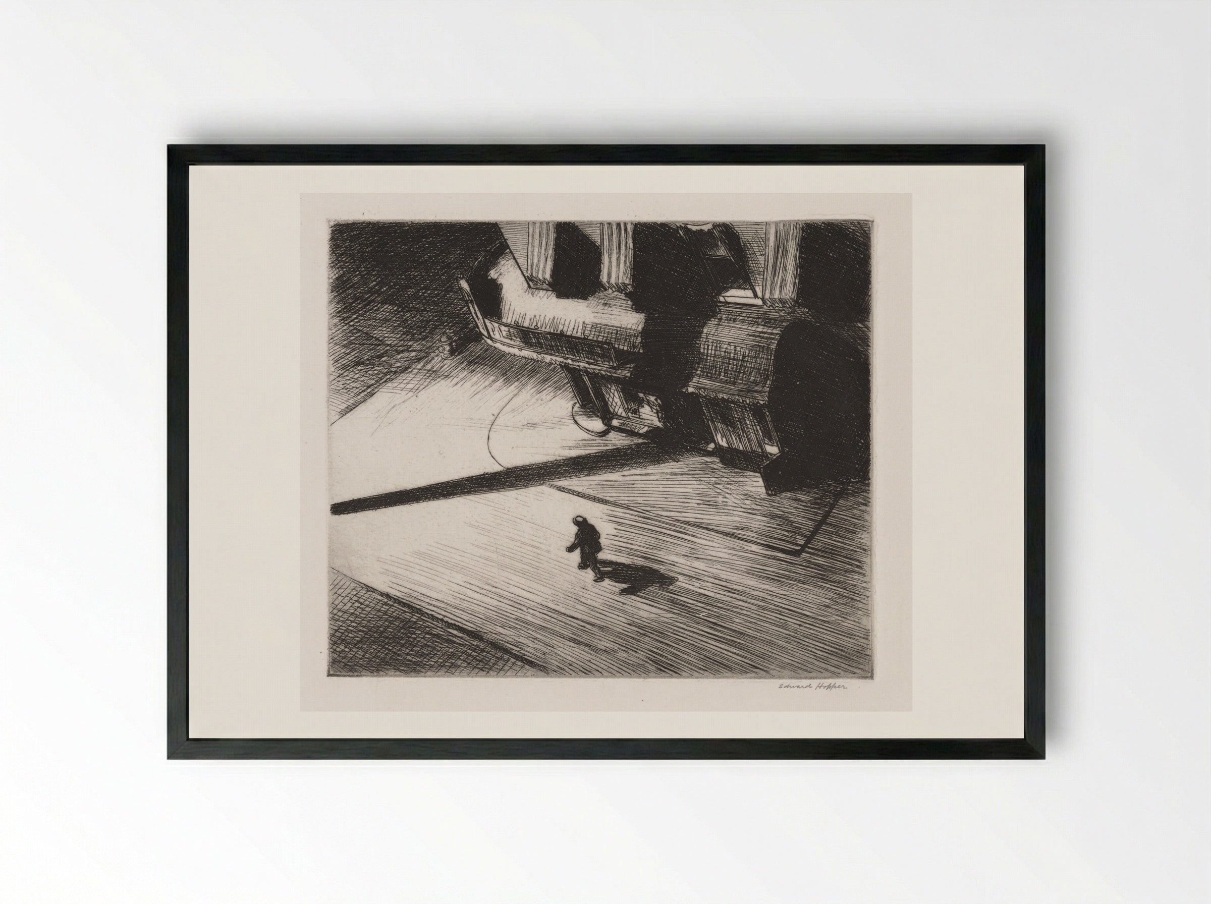 Night Shadows - Edward Hopper - Framed Print Black