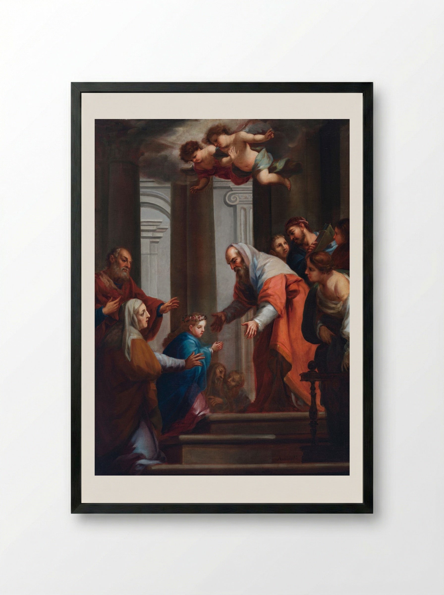 The Presentation of the Virgin in the Temple - Juan Francisco de Aguilera - Framed Print Black
