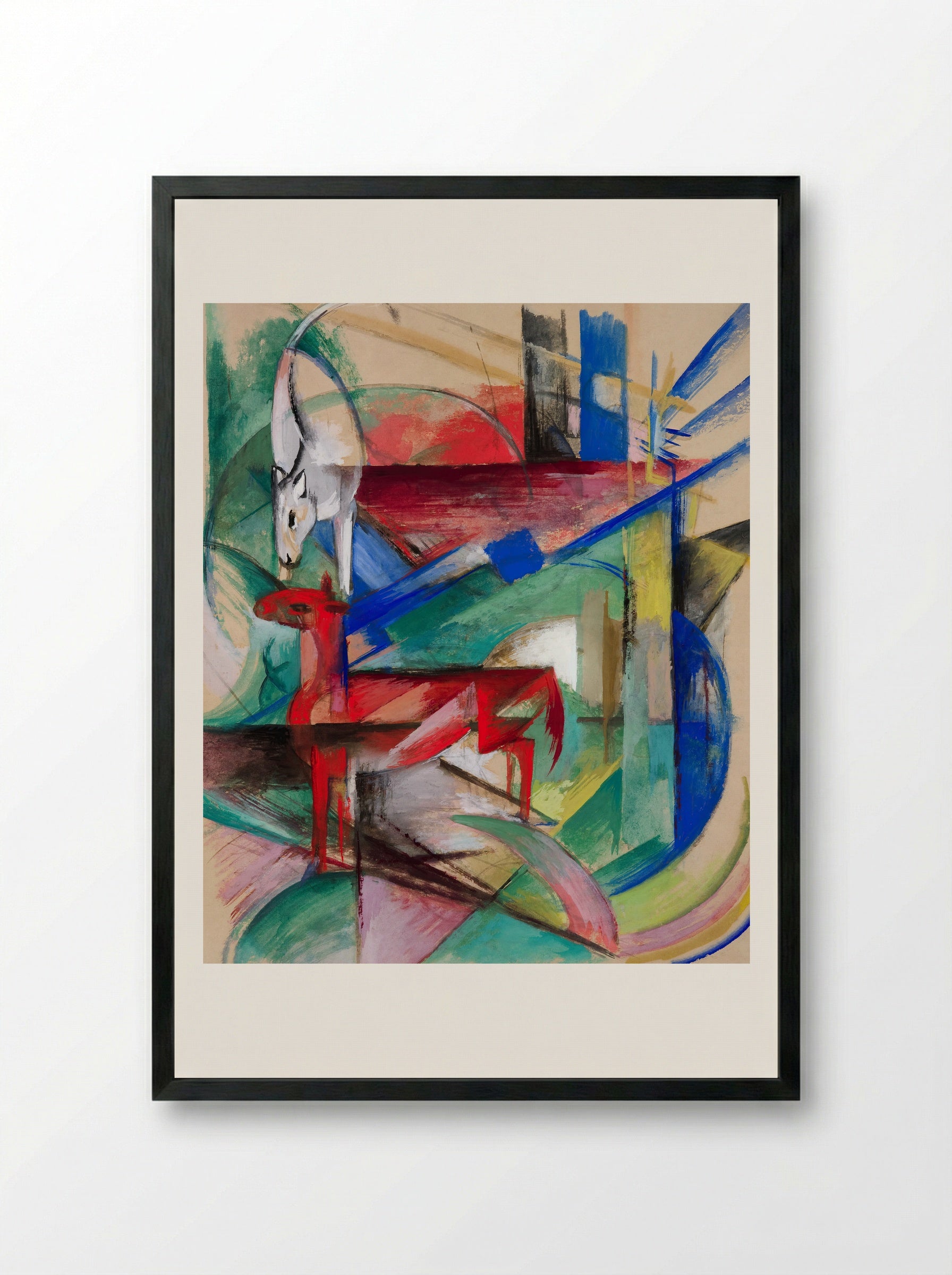 Landscape with Animals - Franz Marc - Framed Print Black