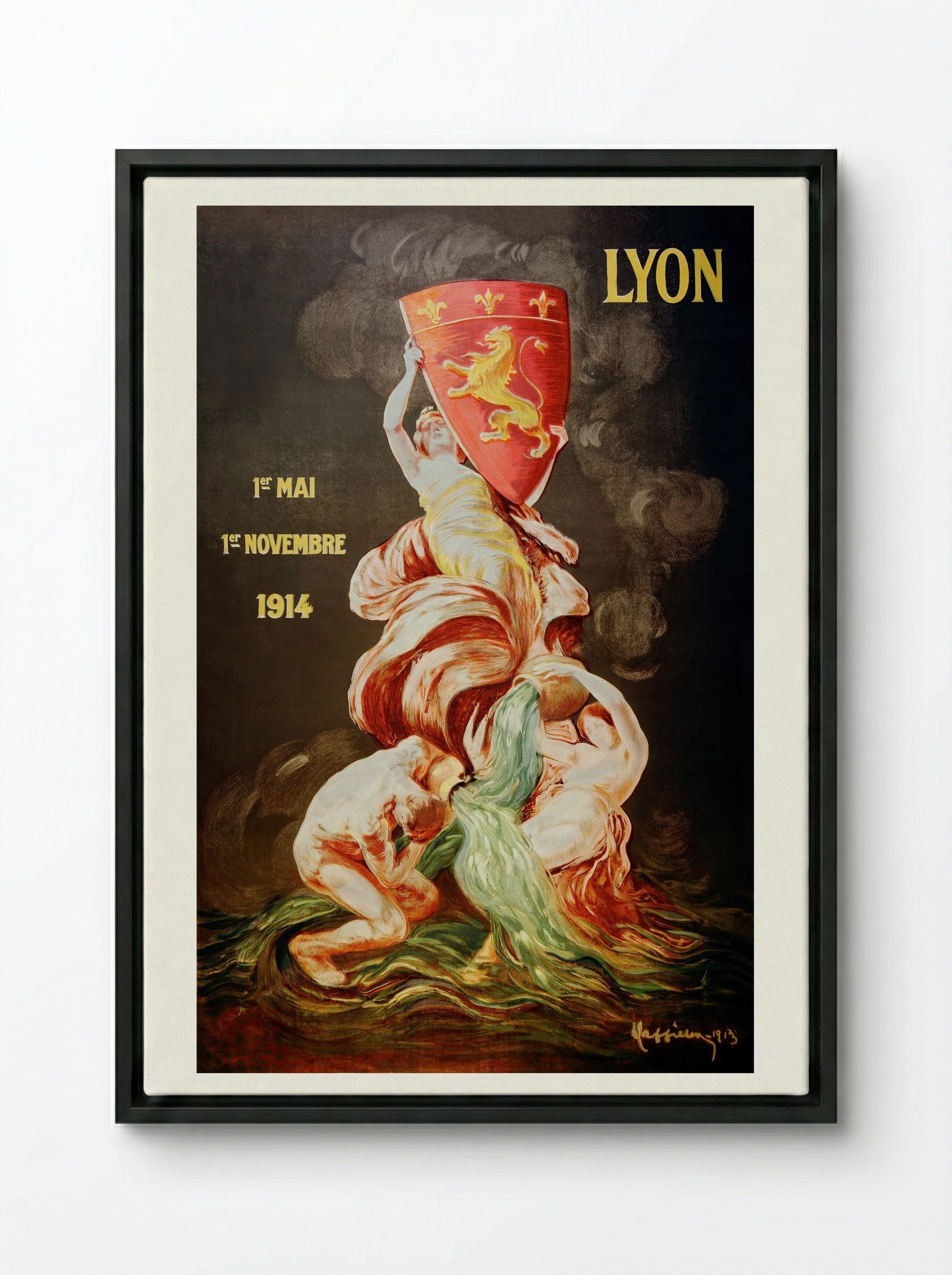 Lyon International Exhibition, 1914 - Leonetto Cappiello - Framed Canvas Black
