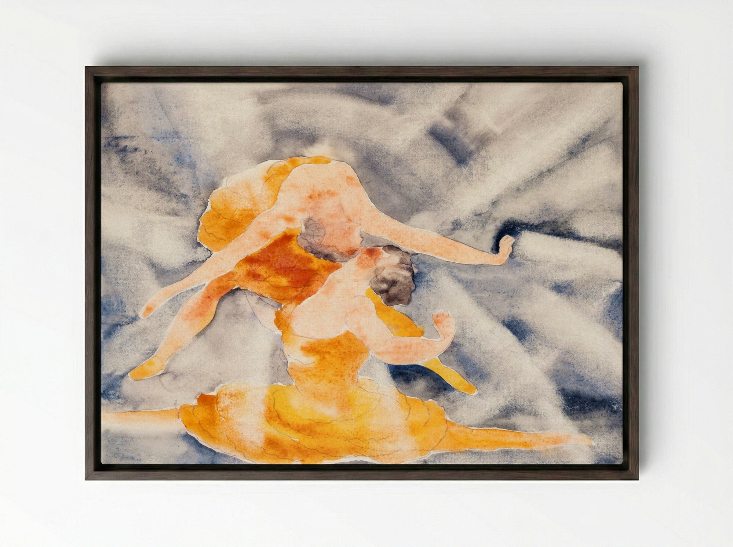 Two Women Acrobats - Charles Demuth - Framed Canvas Dark Wood