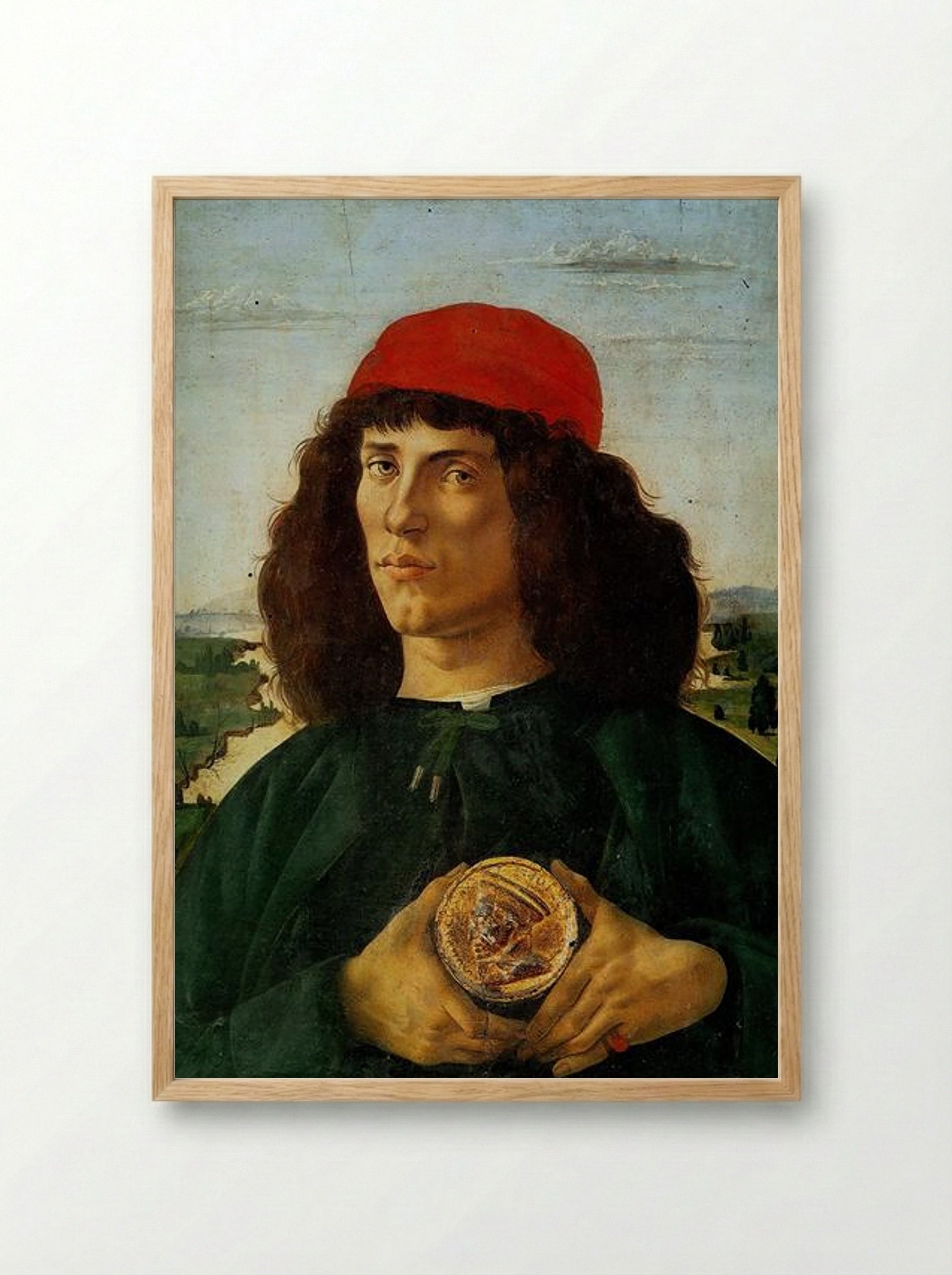 Portrait of a Man with the Medal of Cosimo - Sandro Botticelli - Framed Print Wood