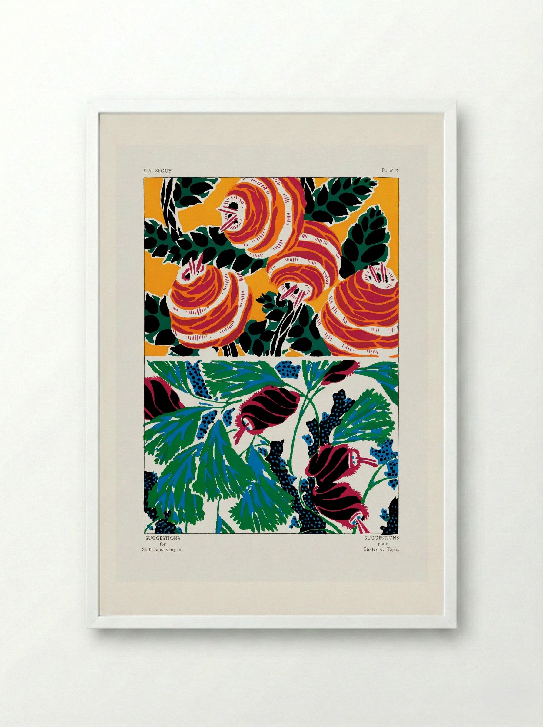 Suggestions pour Étoffes et Tapis, Plate No. 3 - Émile-Allain Séguy - Framed Print White