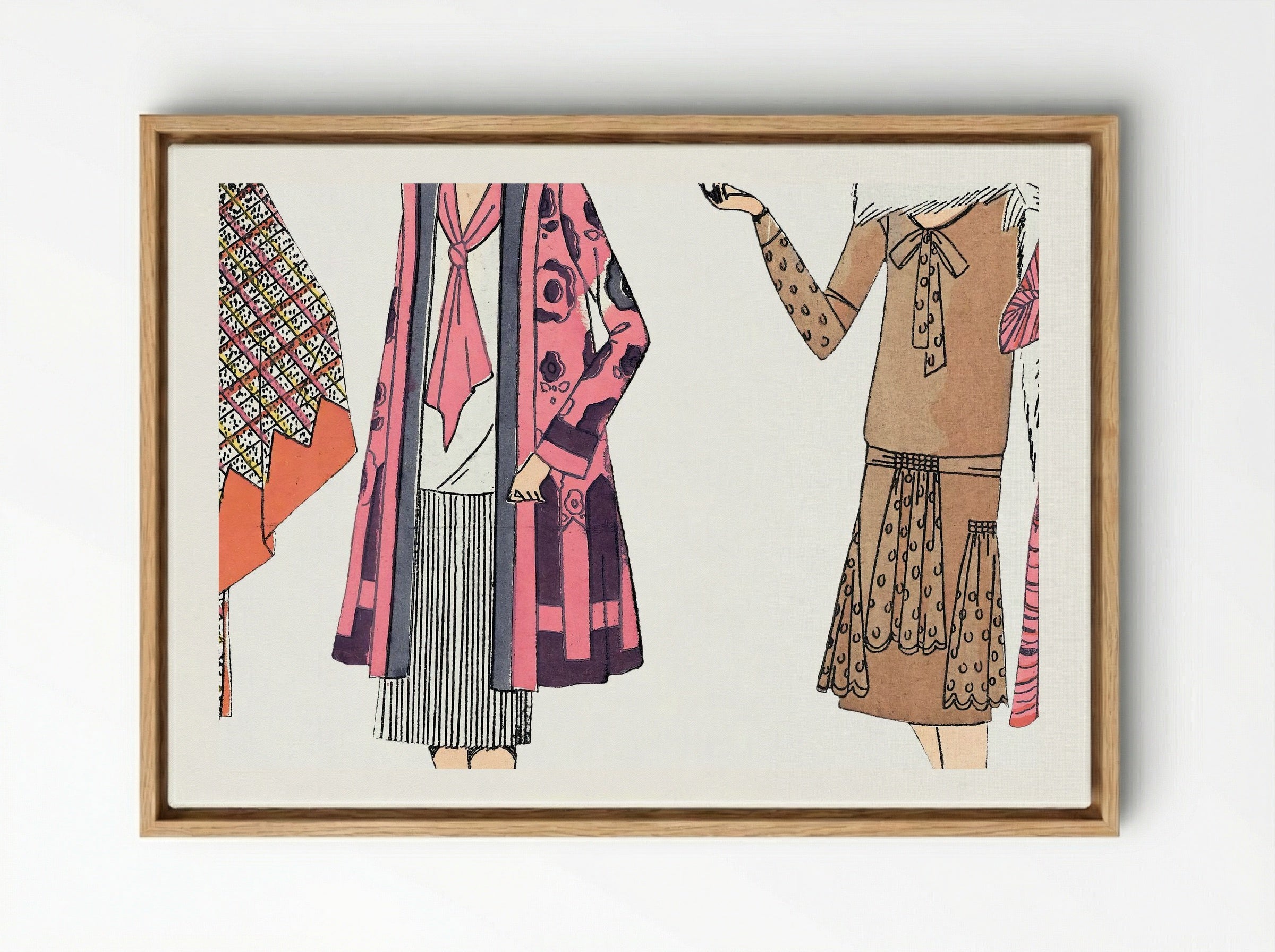 Flapper Dresses (Fashion Plate) - Fine Art Print - Framed Canvas Wood
