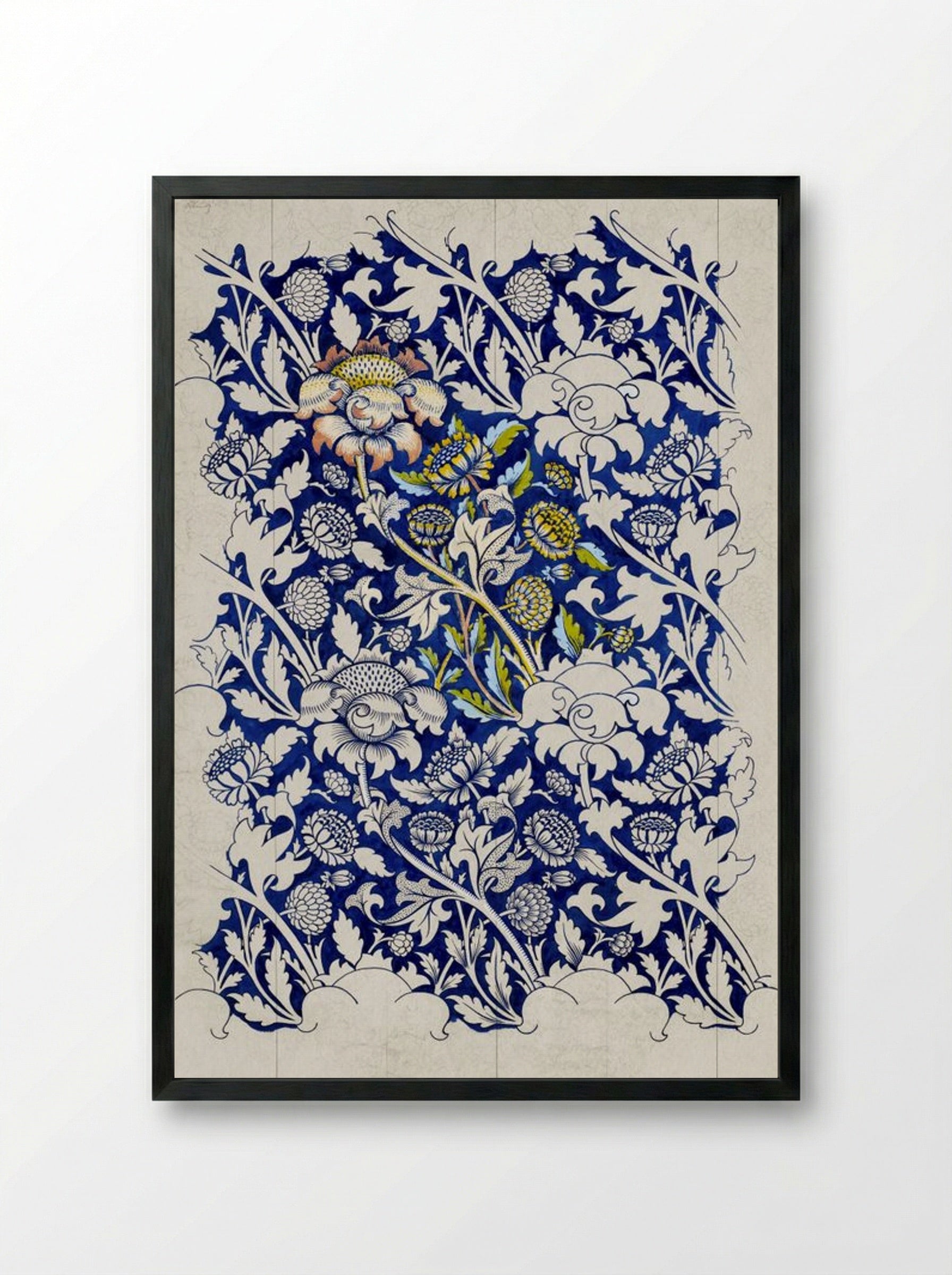 Wey (Design for Printed Fabric) - William Morris - Framed Print Black