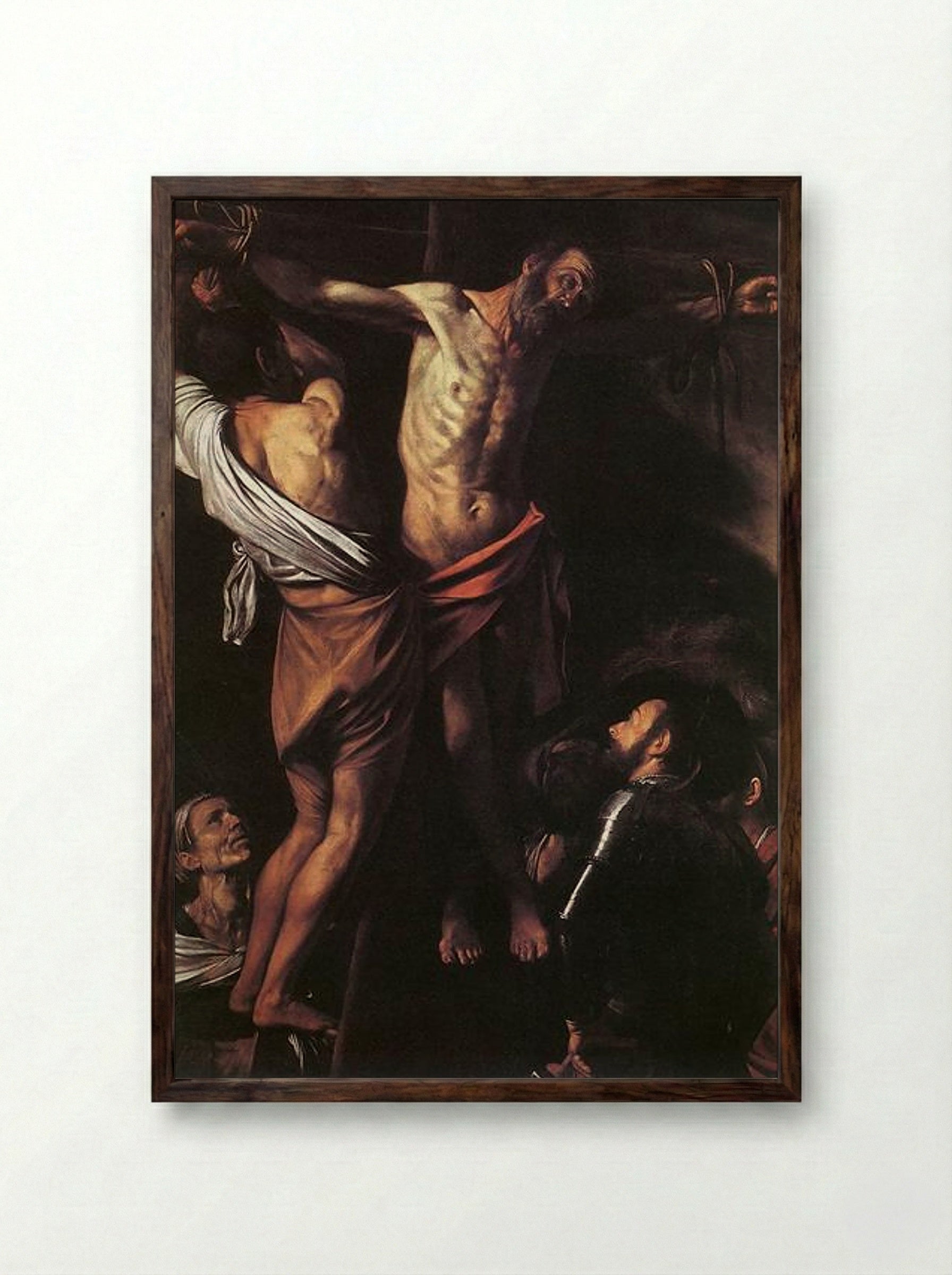 Crucifixion of Saint Andrew - Caravaggio - Framed Print Dark Wood