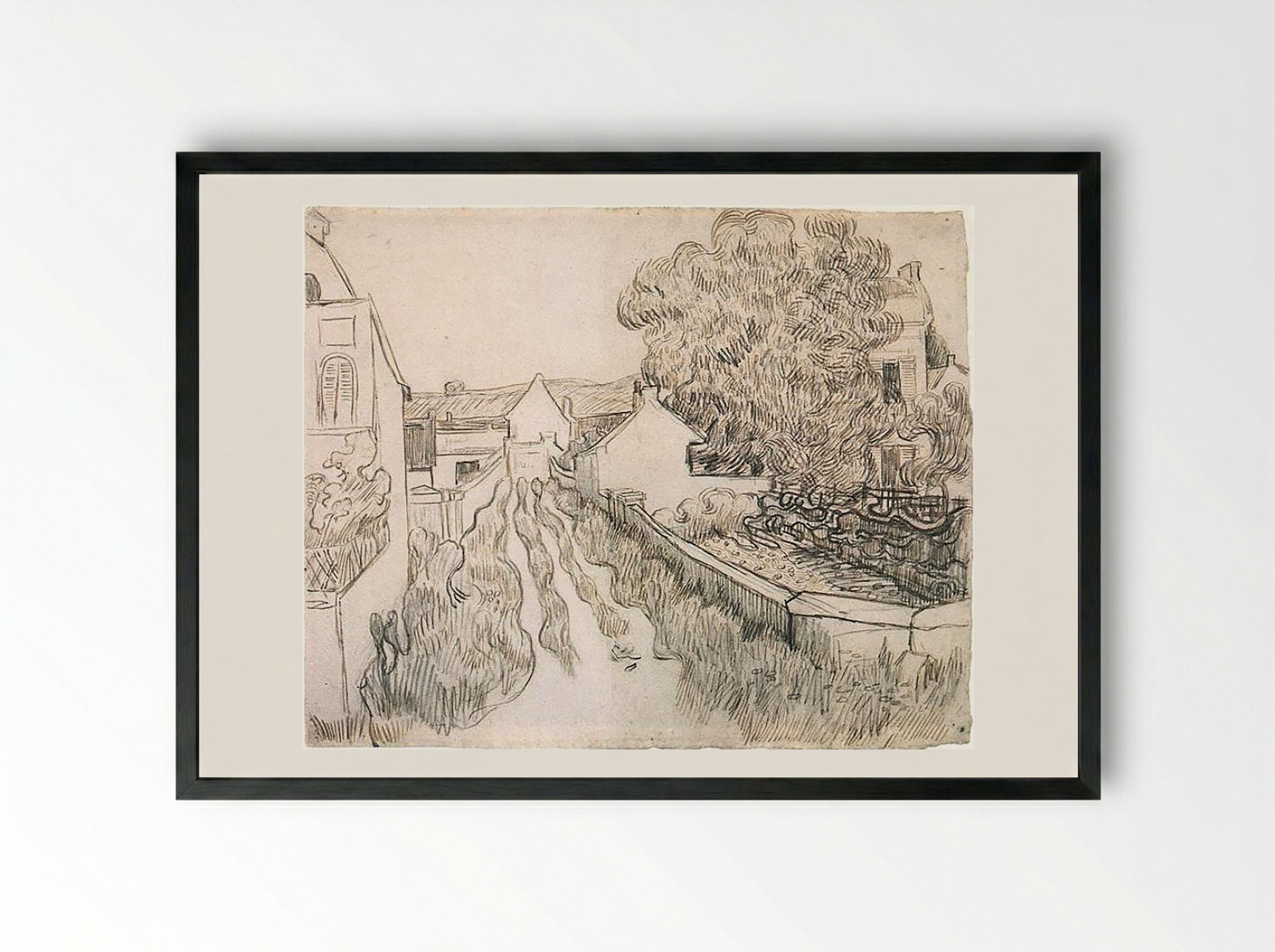 Village Street - Vincent van Gogh - Framed Print Black