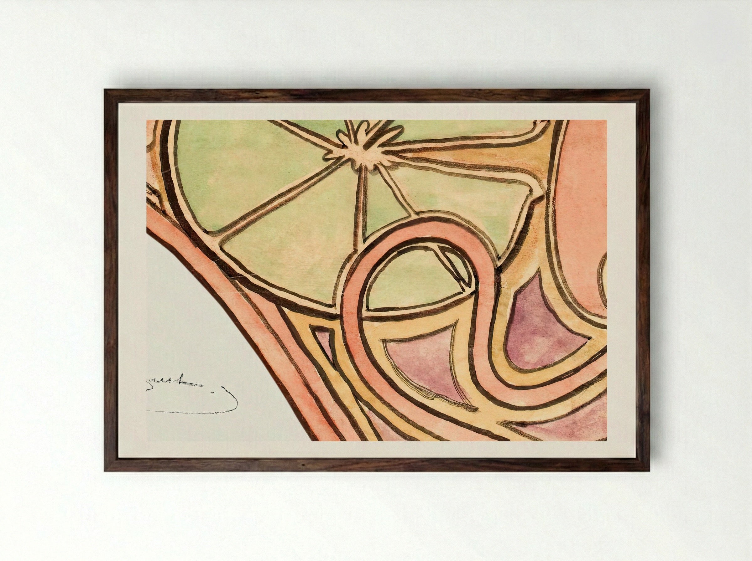 Decor of the Basin Rim of the Fouquet Boutique Fountain - Alphonse Mucha - Framed Print Dark Wood