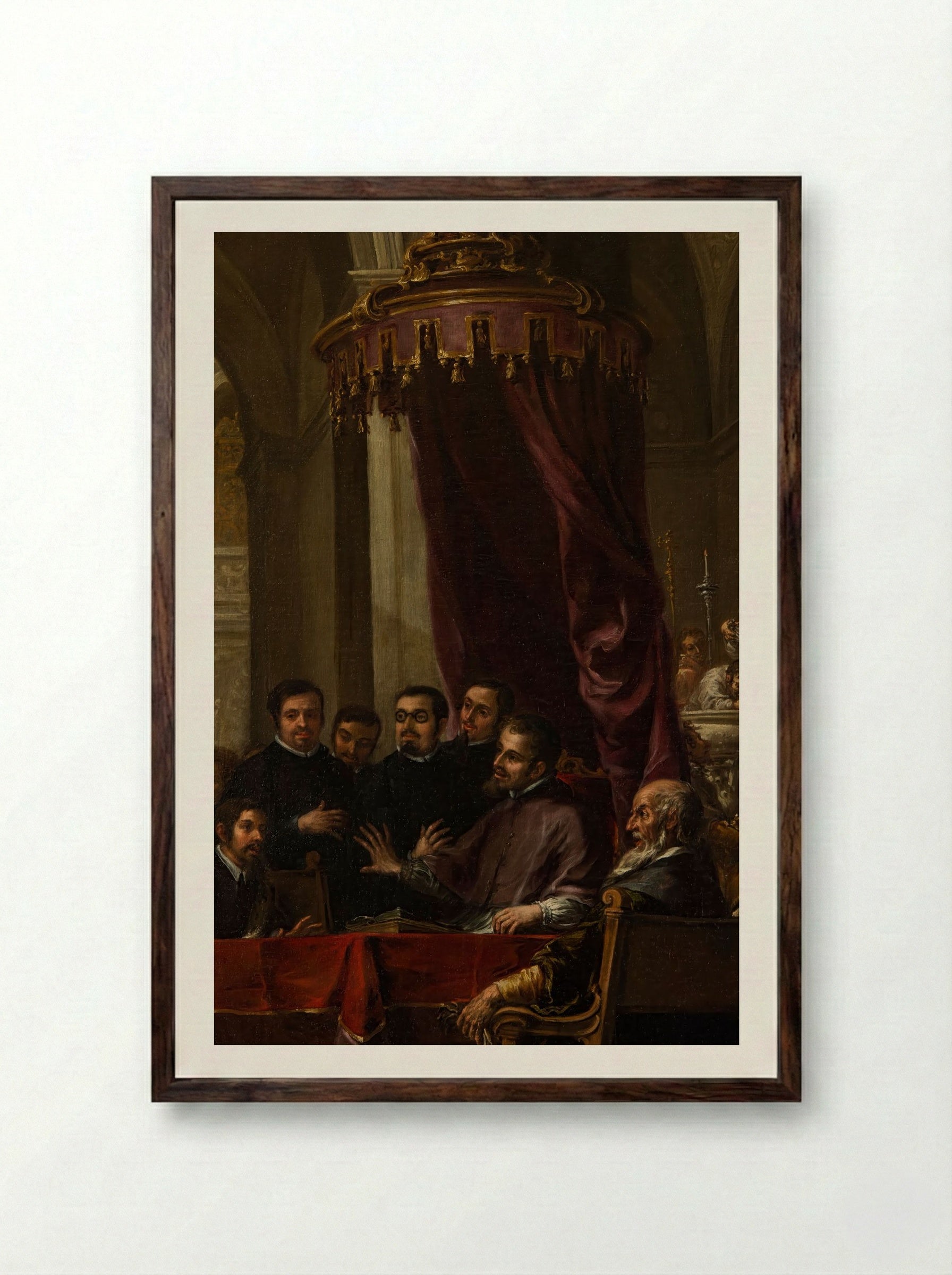 The Conversion and Baptism of St. Augustine by St. Ambrose - Juan de Pareja - Framed Print Dark Wood