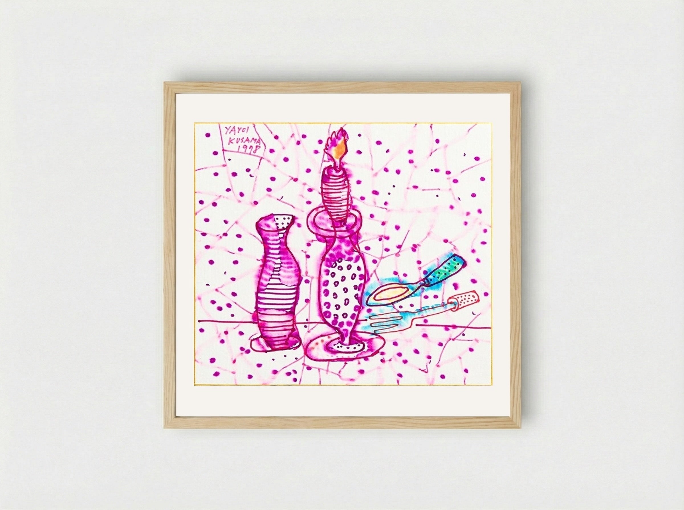 Still Life of Candlestick - Yayoi Kusama - Framed Print Wood