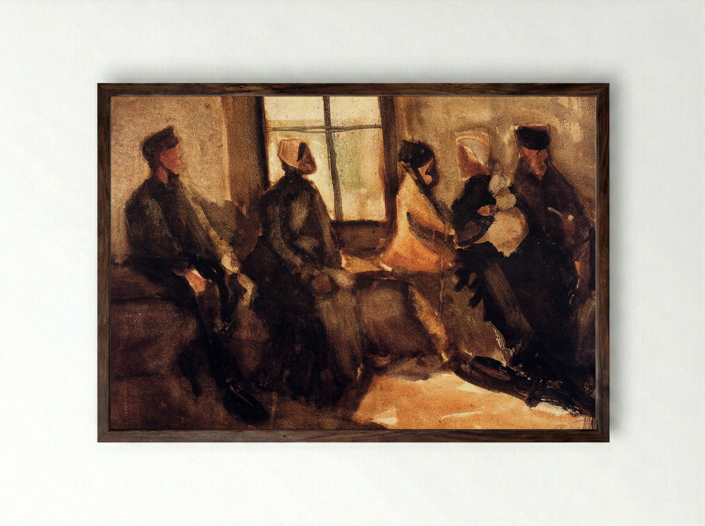 The Waiting Room (at Saint-Paul Hospital) - Vincent van Gogh - Framed Print Dark Wood