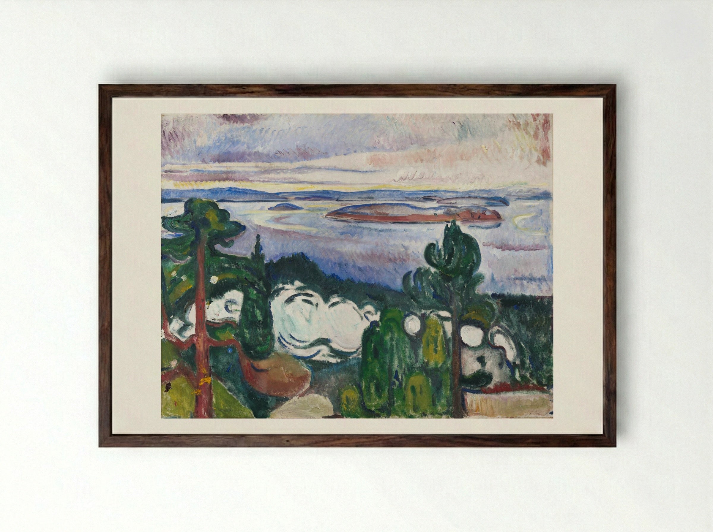 Train Smoke - Edvard Munch - Framed Print Dark Wood