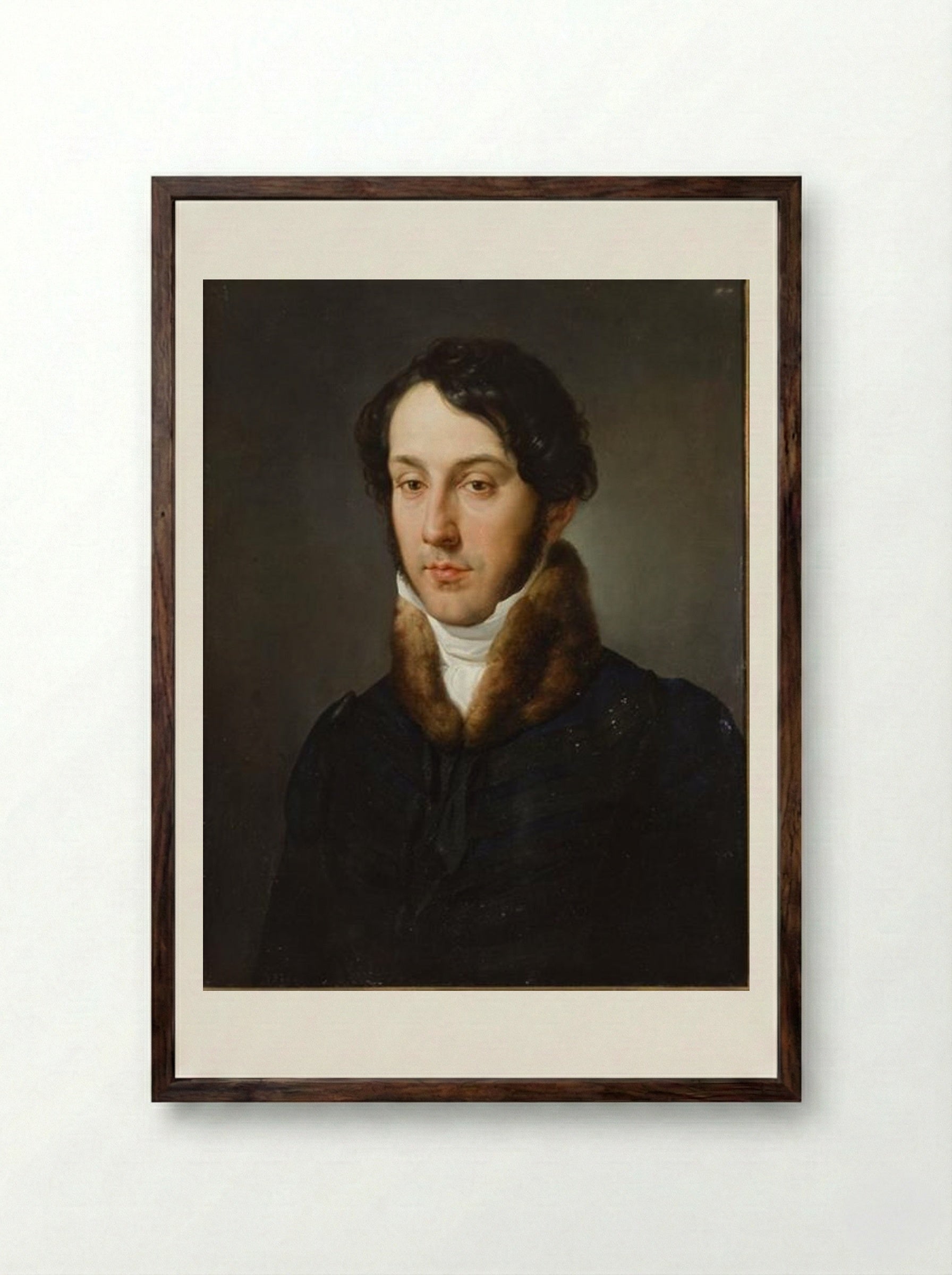 Portrait of a Man - Francesco Hayez - Framed Print Dark Wood