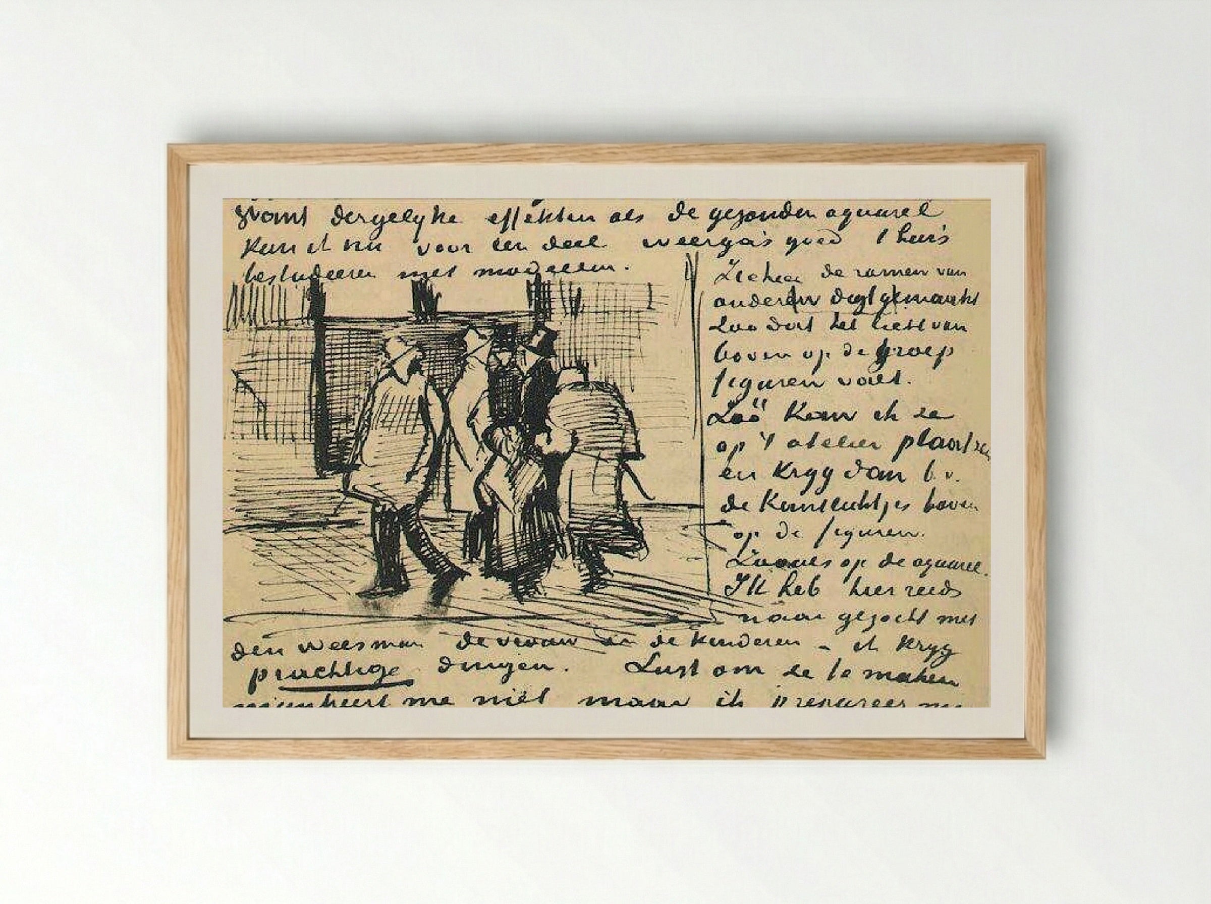 People in the Studio (Letter Sketch) - Vincent van Gogh - Framed Print Wood