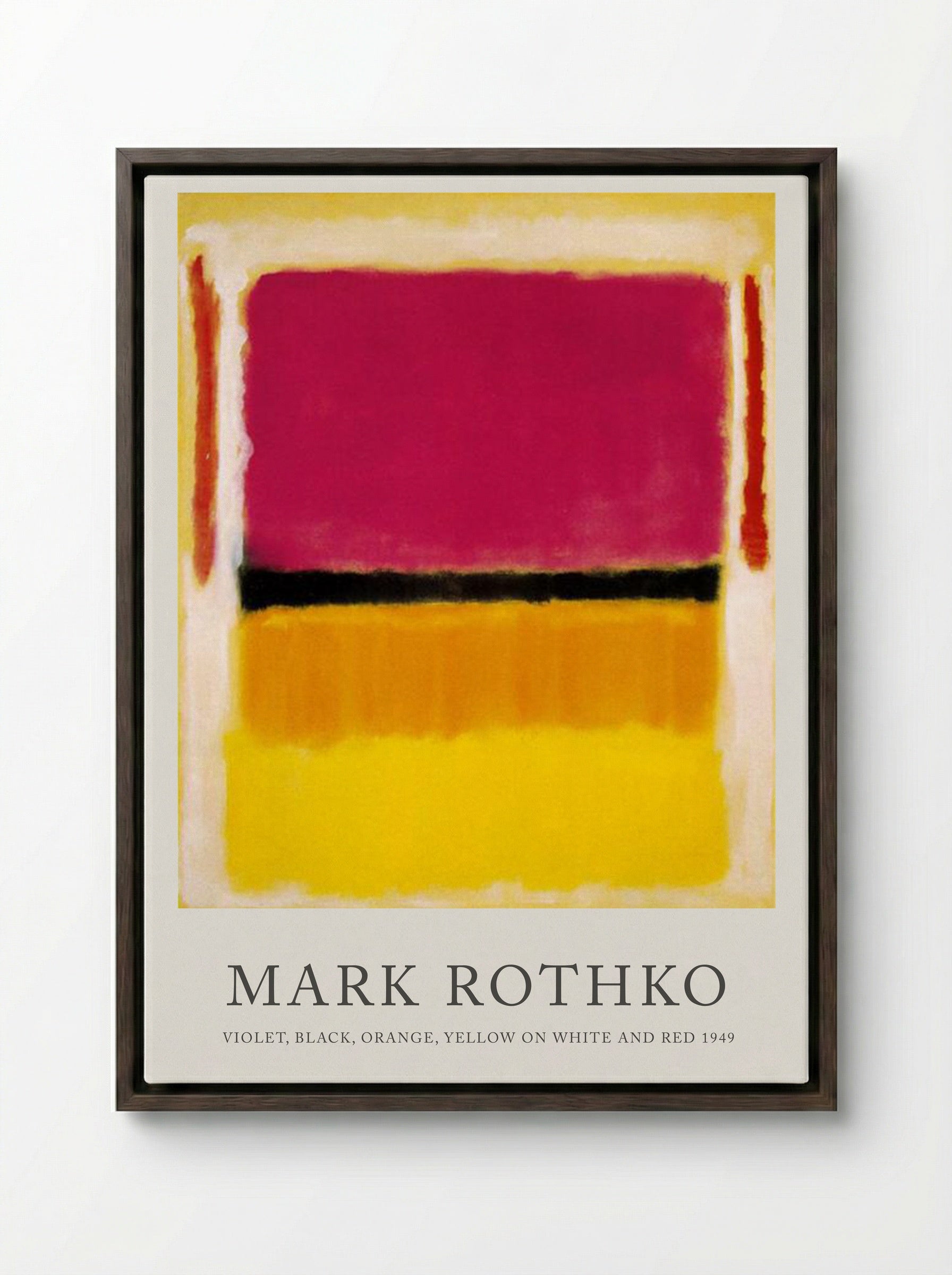 Violet, Black, Orange, Yellow on White and Red - Mark Rothko - Framed Canvas Dark Wood