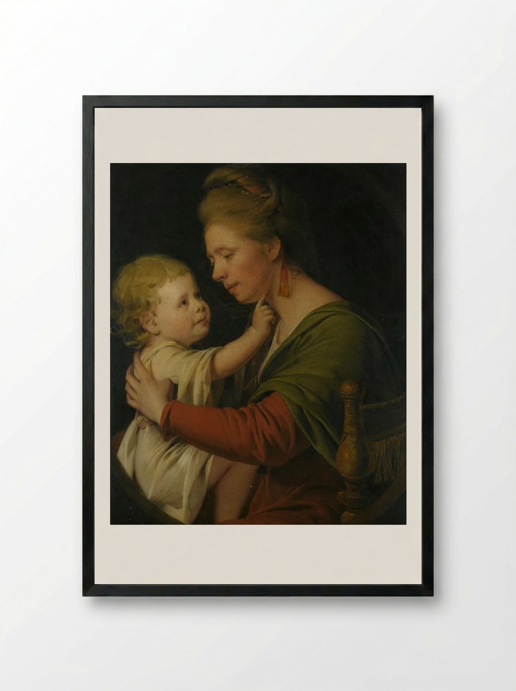Portrait of Jane Darwin and her son William Brown Darwin - Joseph Wright - Framed Print Black