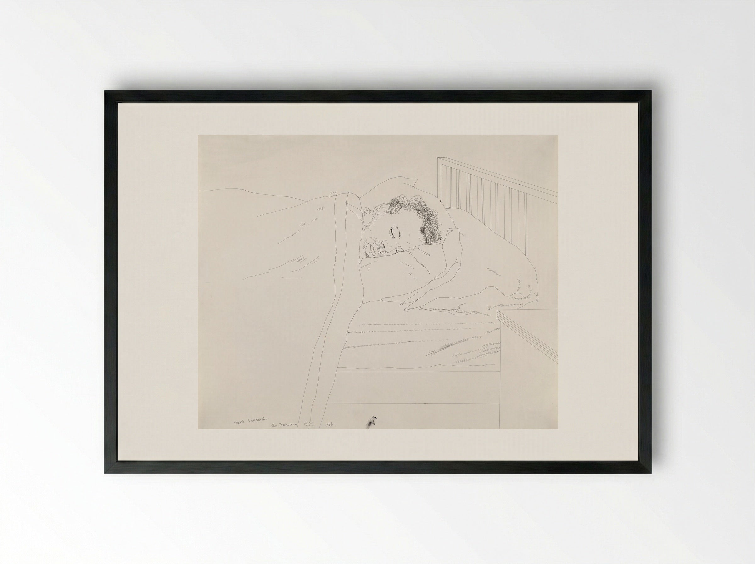 Mark Lancaster Asleep - David Hockney - Framed Print Black