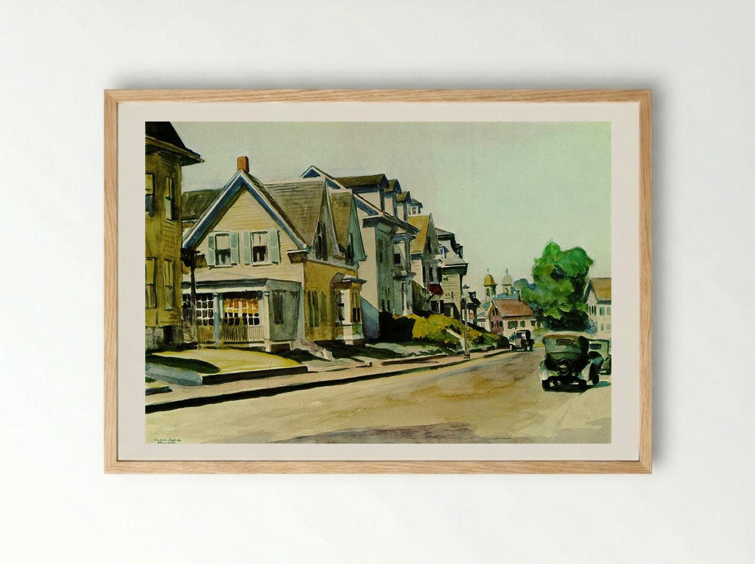 Sun on Prospect Street (Gloucester, Massachusetts) - Edward Hopper - Framed Print Wood