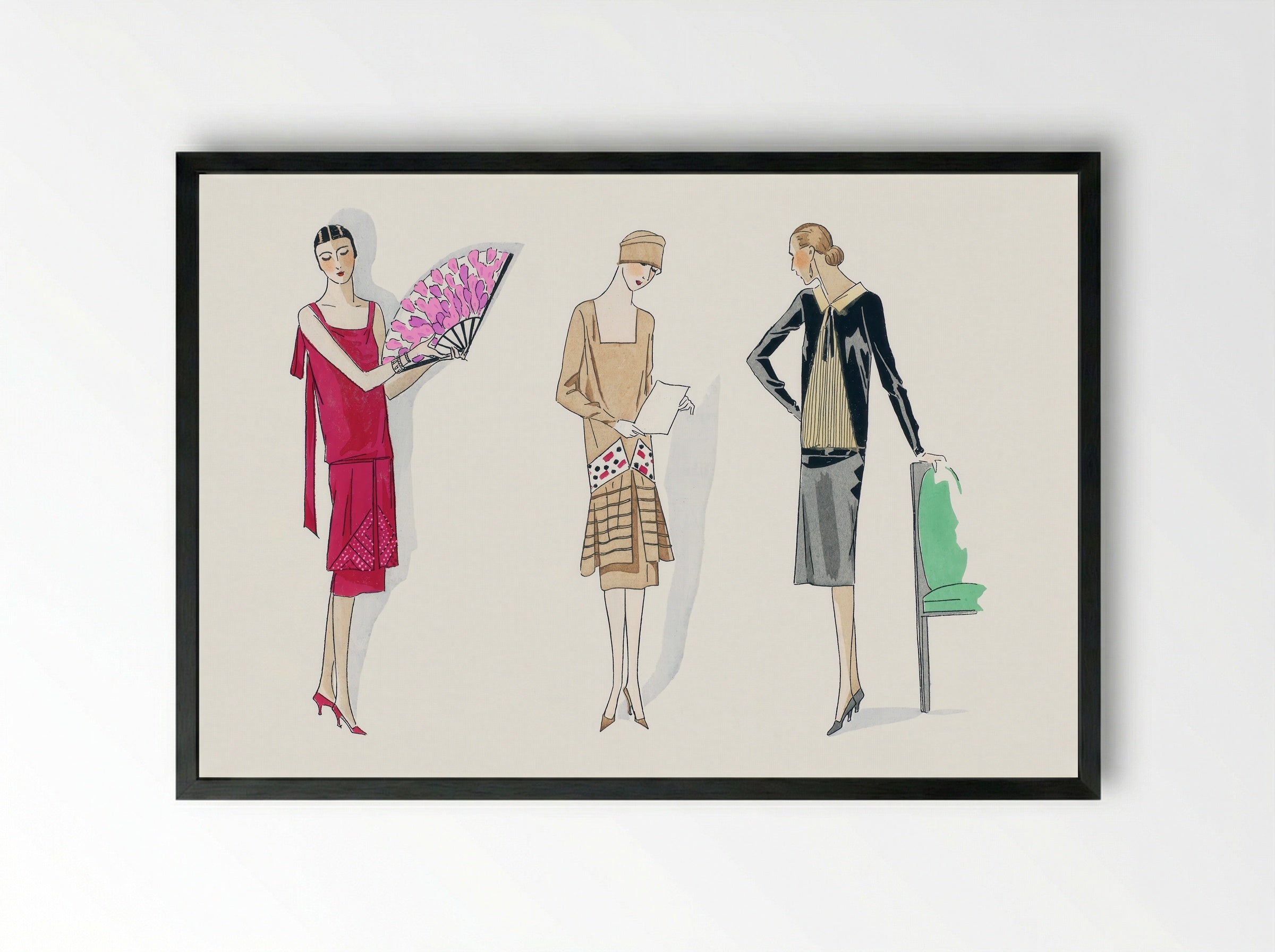 Three Dresses, 1926 - Bernard et Armand - Framed Print Black