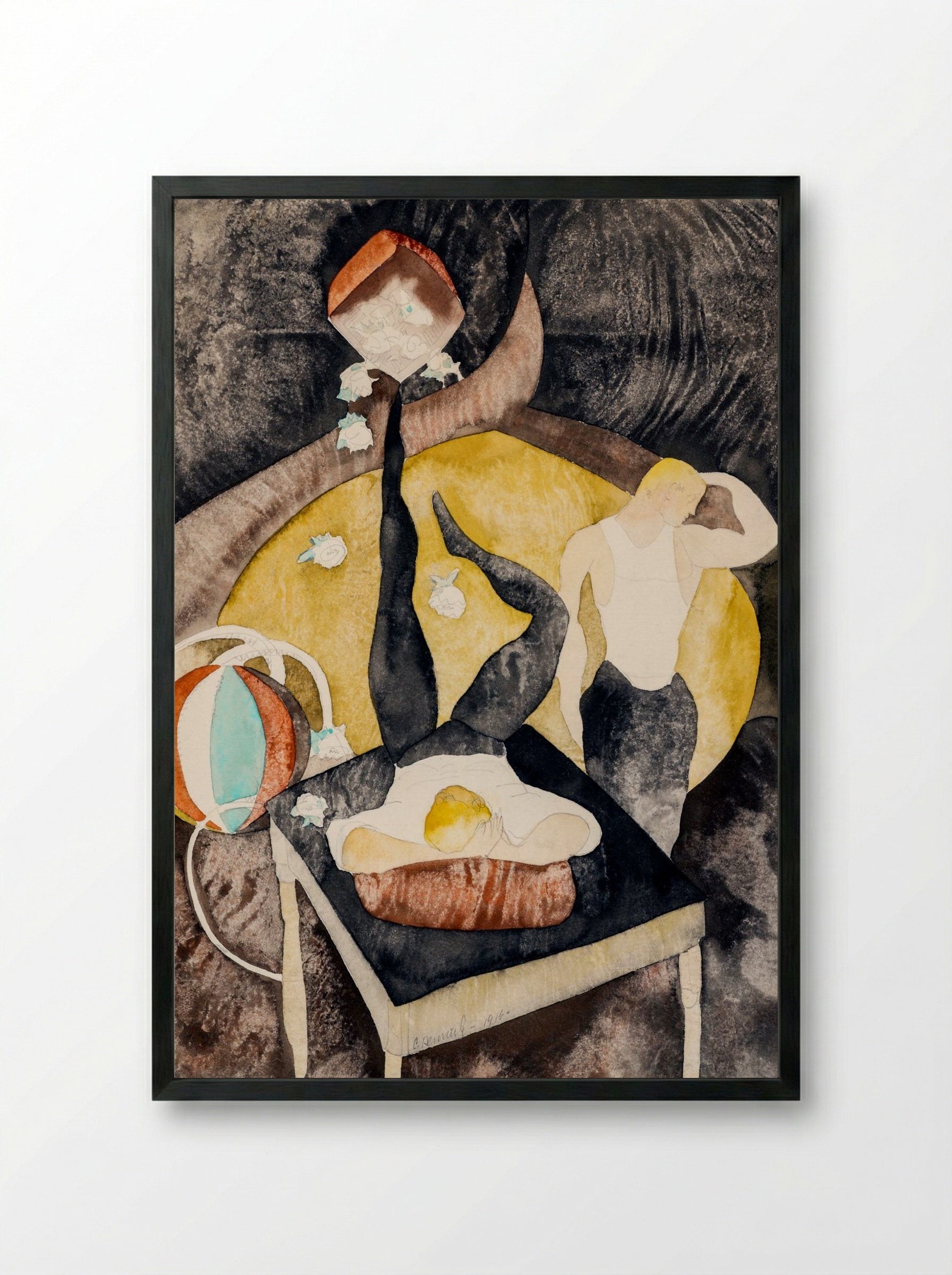 In Vaudeville: Two Acrobat-Jugglers - Charles Demuth - Framed Print Black
