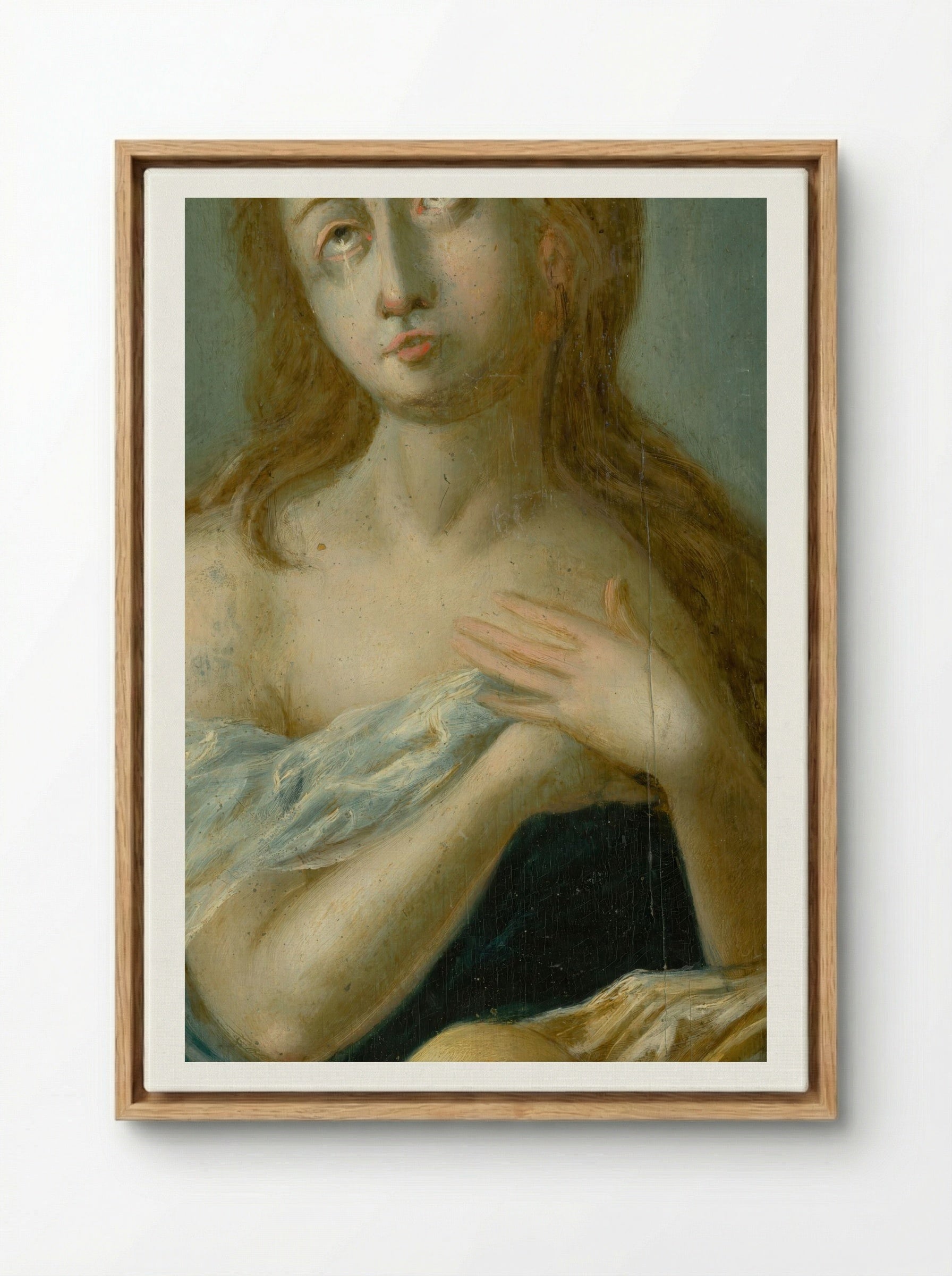 The Penitent Magdalene - Georges de La Tour - Framed Canvas Wood