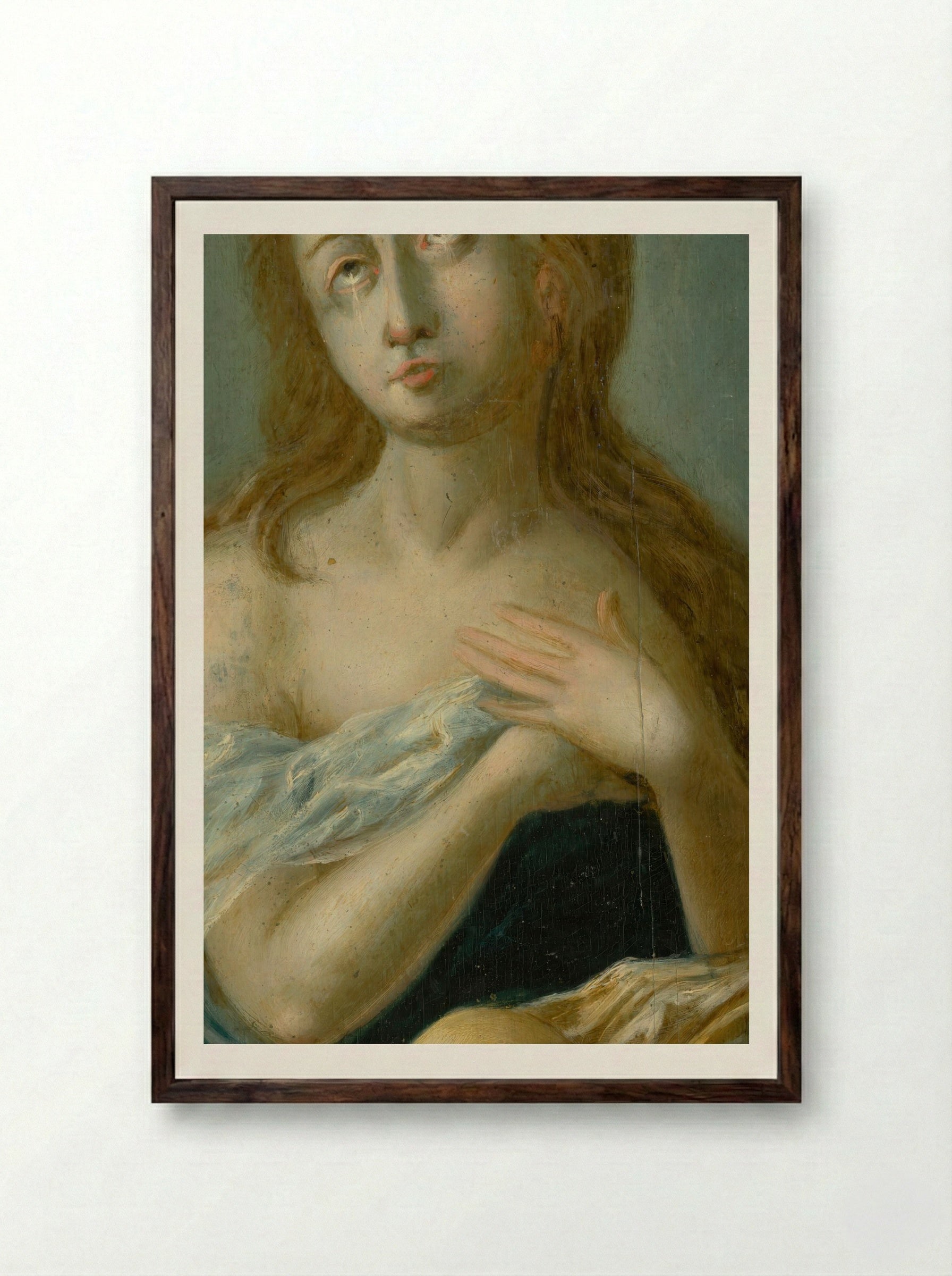The Penitent Magdalene - Georges de La Tour - Framed Print Dark Wood