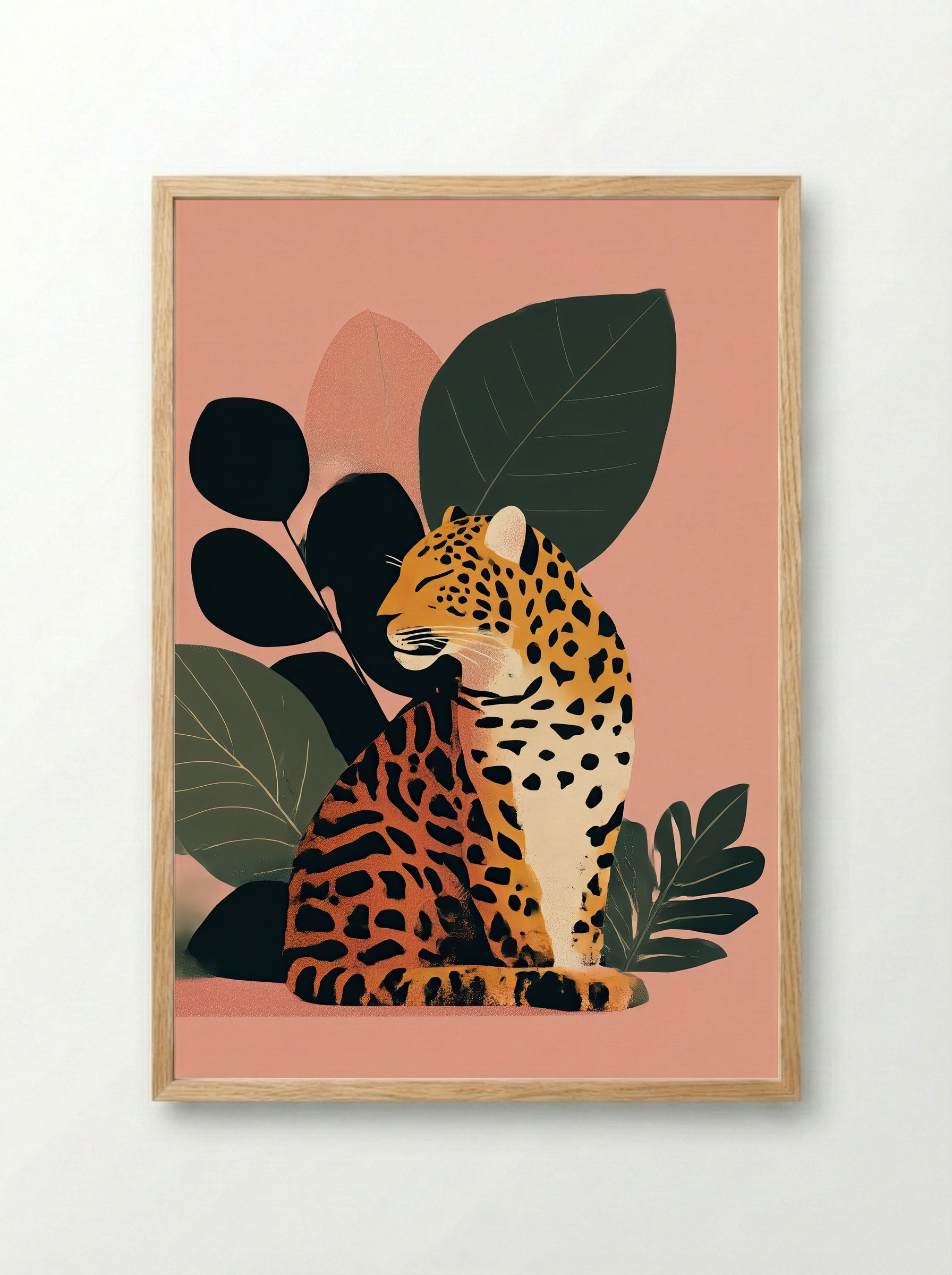Still Jungle Leopard Minimalist Art Print - Framed Print Wood