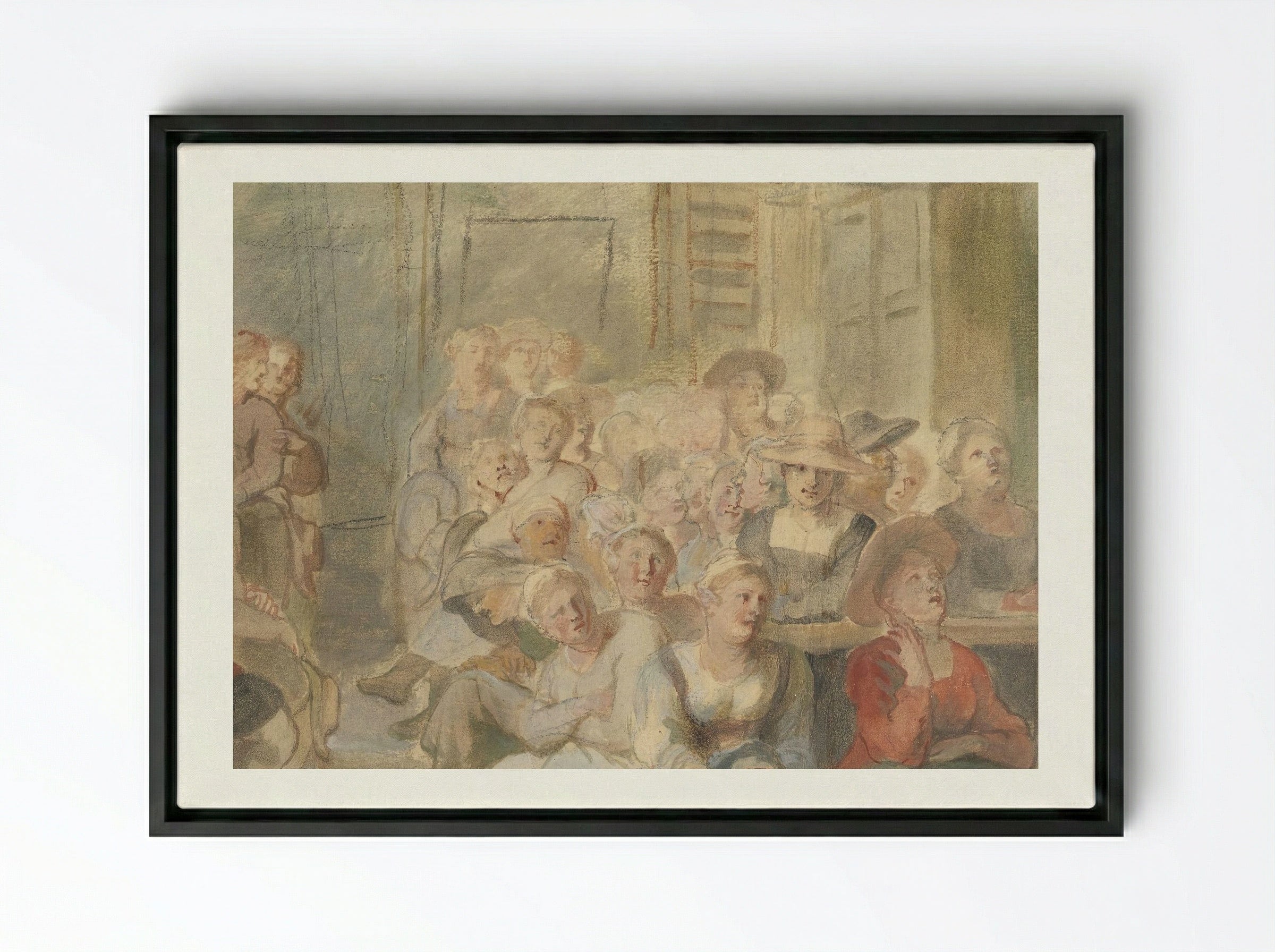 A Sermon in a Village Church - Peter Paul Rubens - Framed Canvas Black