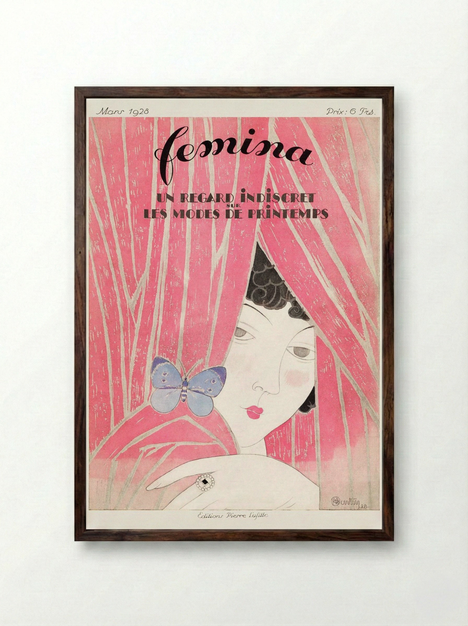 The Fashion Magazine as Temptress, Femina - Georges Léonnec - Framed Print Dark Wood