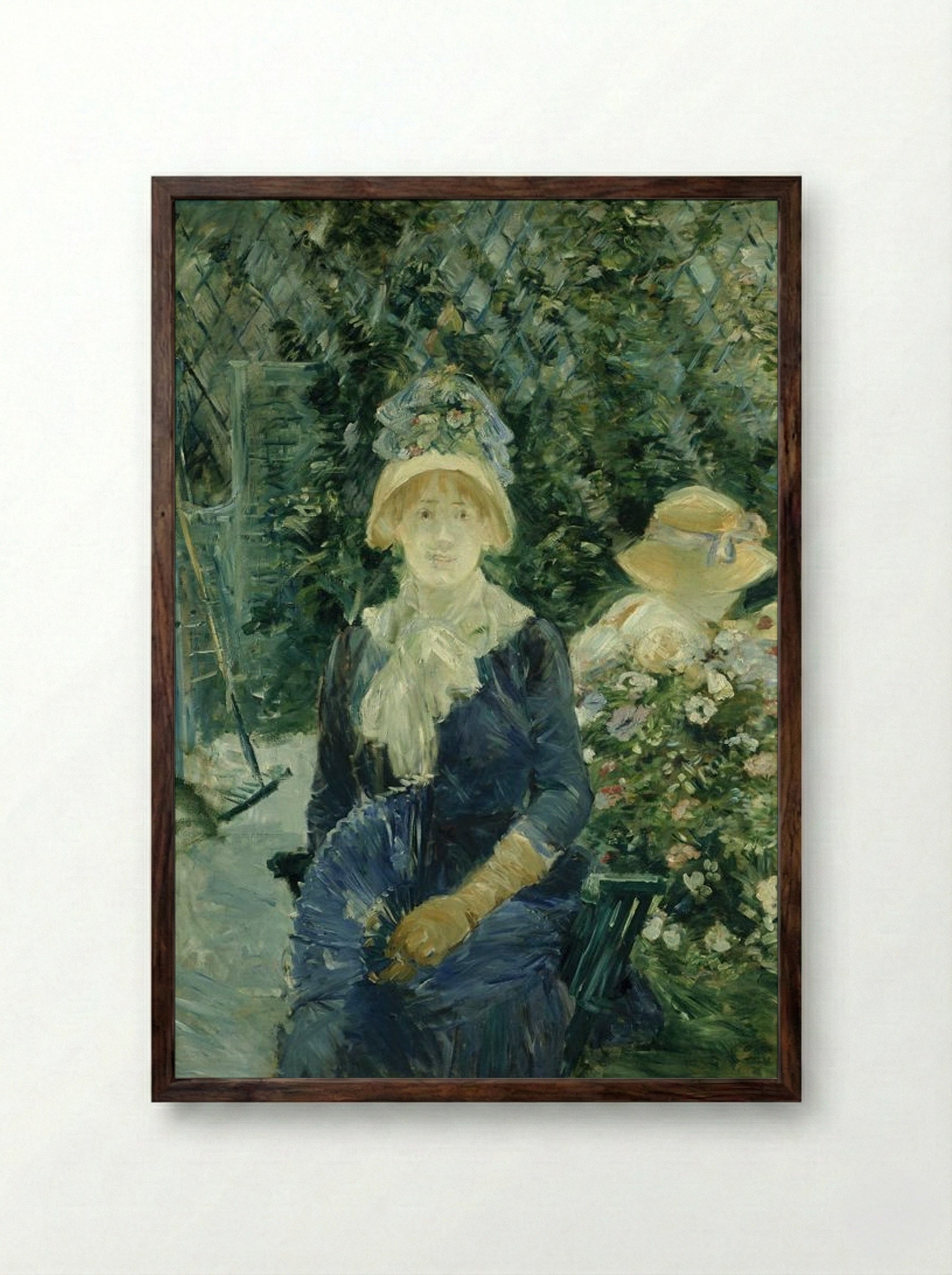 Woman in a Garden - Berthe Morisot - Framed Print Dark Wood