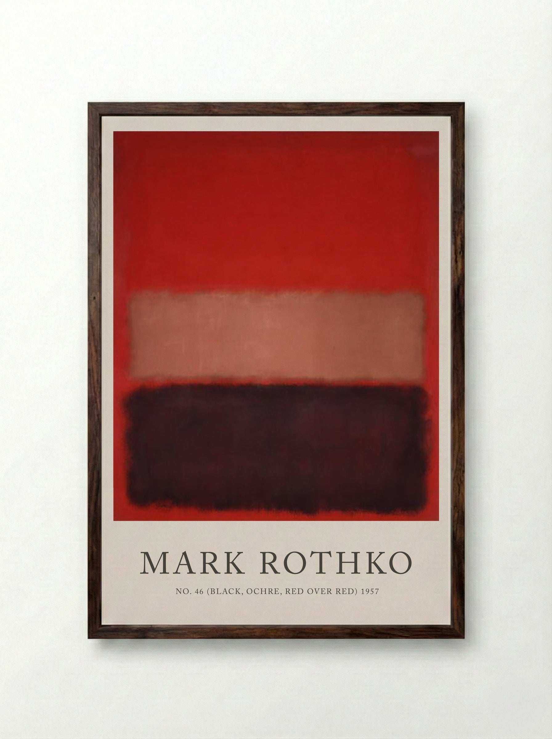 No. 46 (Black, Ochre, Red over Red) - Mark Rothko - Framed Print Dark Wood