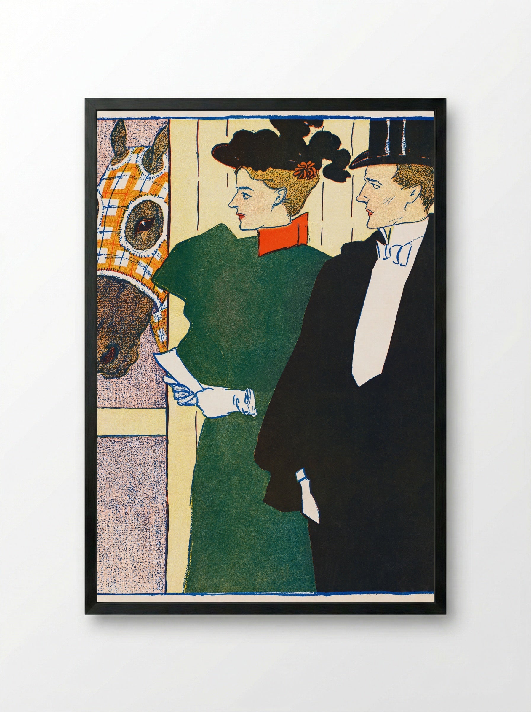 Woman Holding a Horse Racing Ticket - Edward Penfield - Framed Print Black