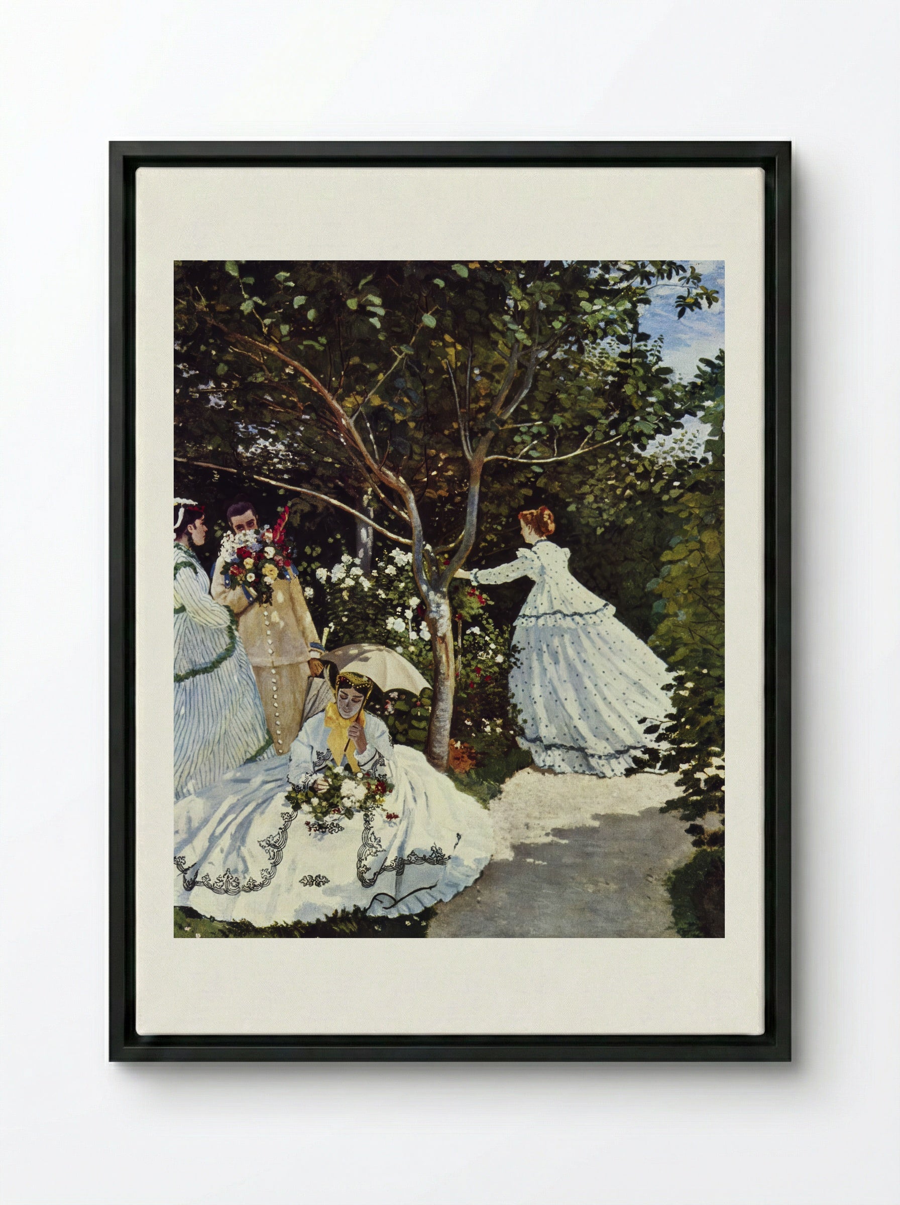 Women in the Garden - Claude Monet - Framed Canvas Black