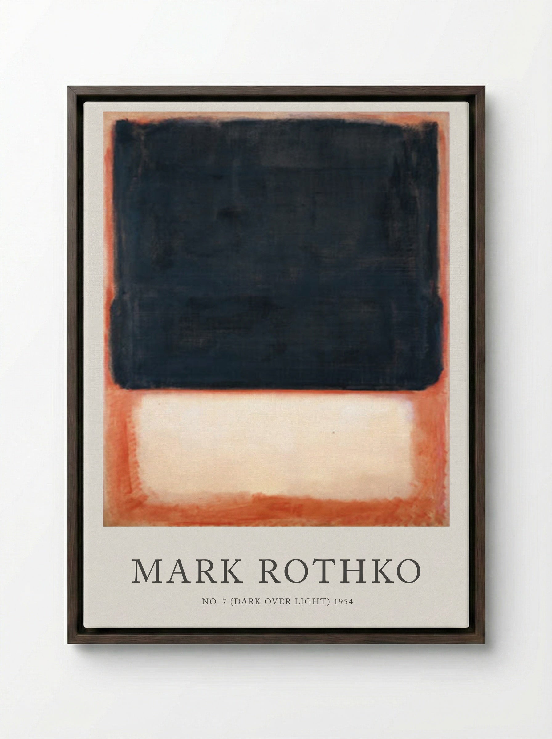 No. 7 (Dark Over Light) - Mark Rothko - Framed Canvas Dark Wood