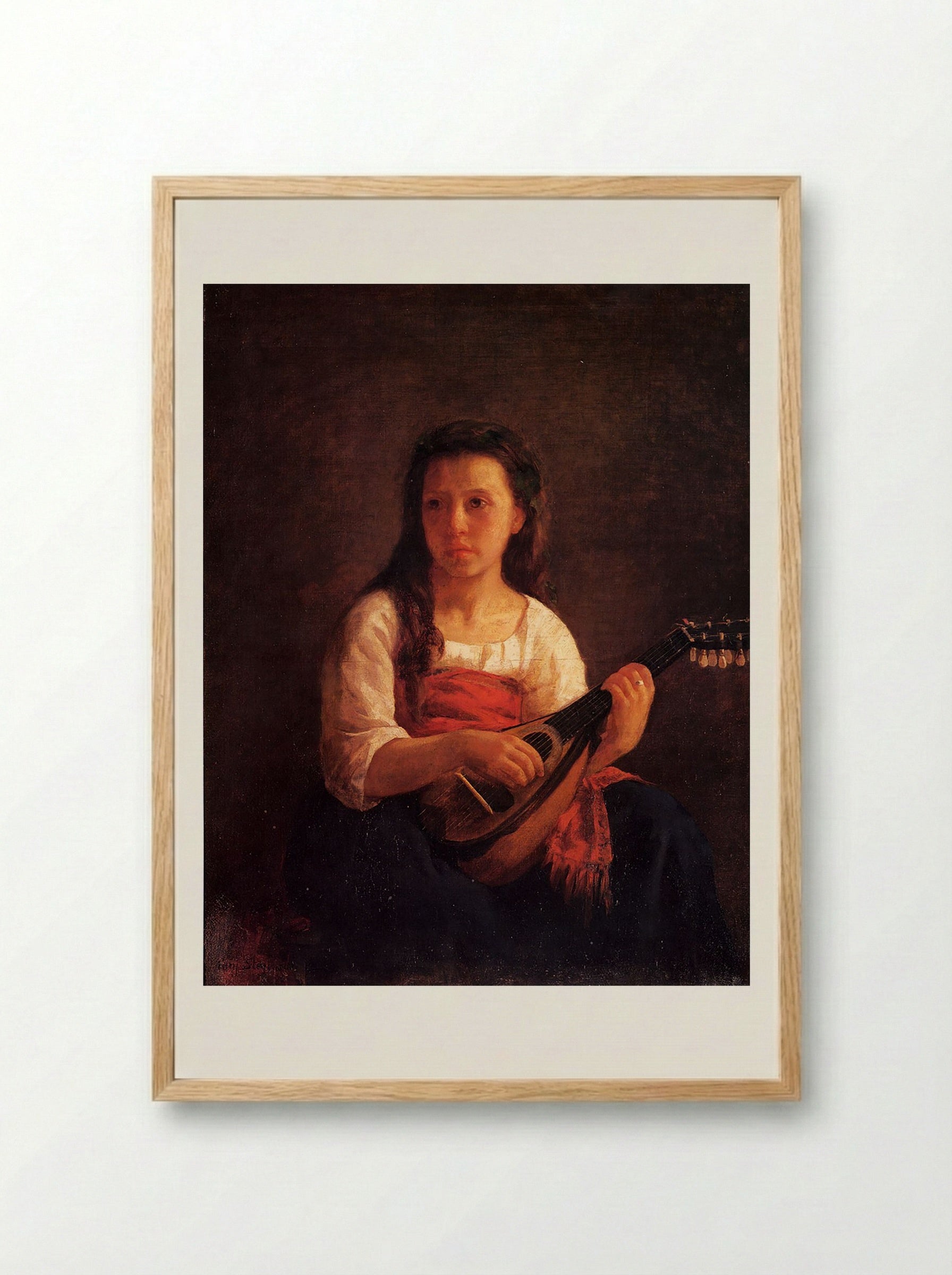 The Mandolin Player - Henri Lehmann - Framed Print Wood