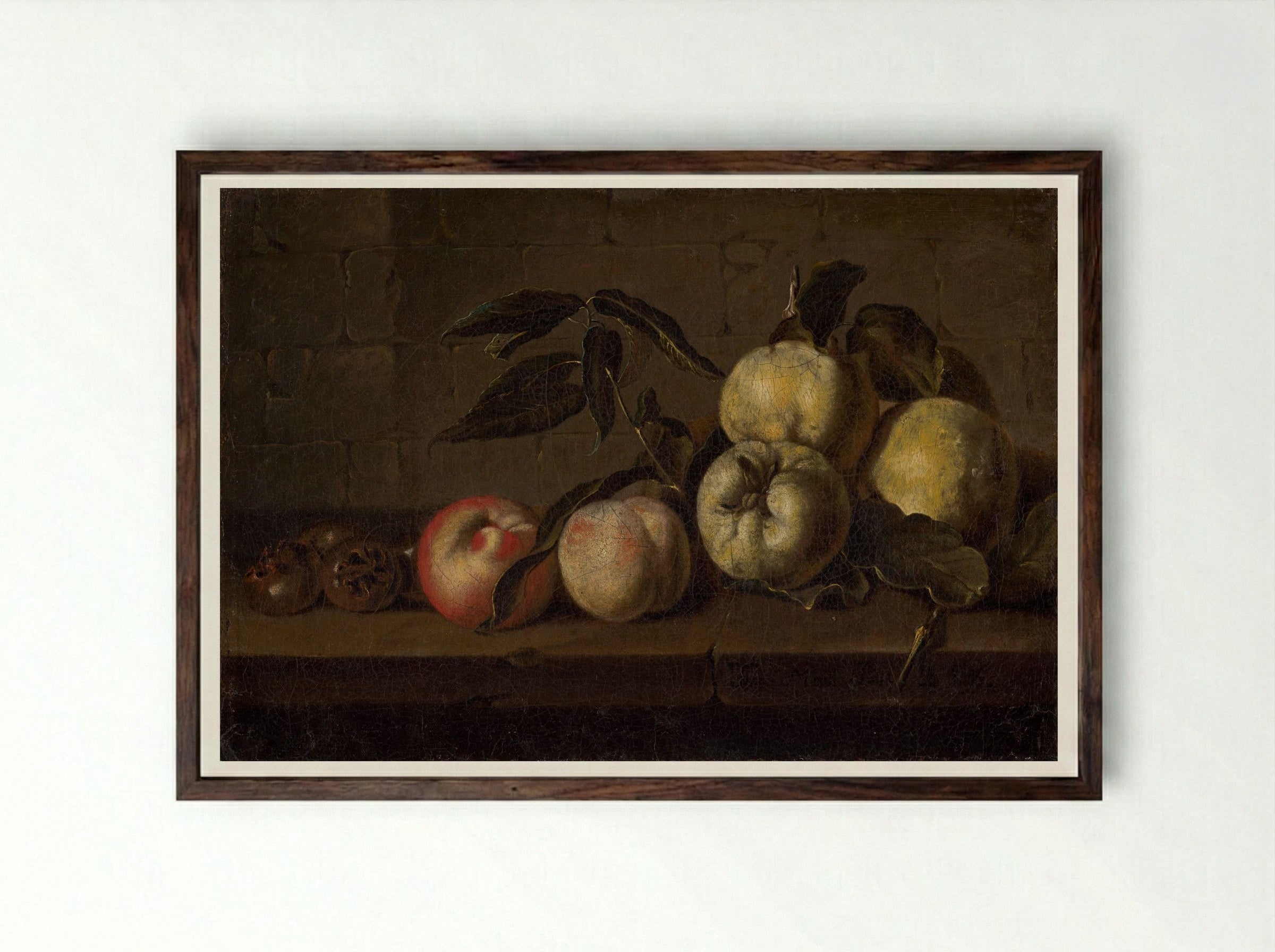 Still Life with Fruit - Fine Art Print - Framed Print Dark Wood