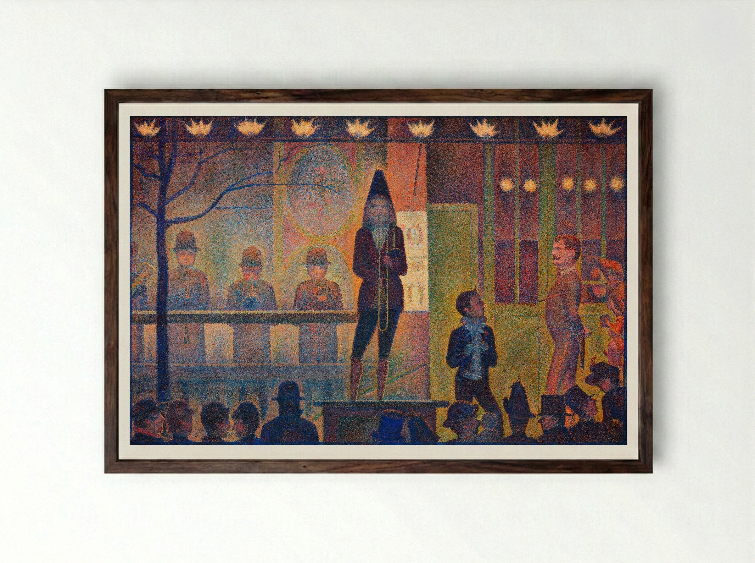 Circus Sideshow (Parade de Cirque) - Georges Seurat - Framed Print Dark Wood