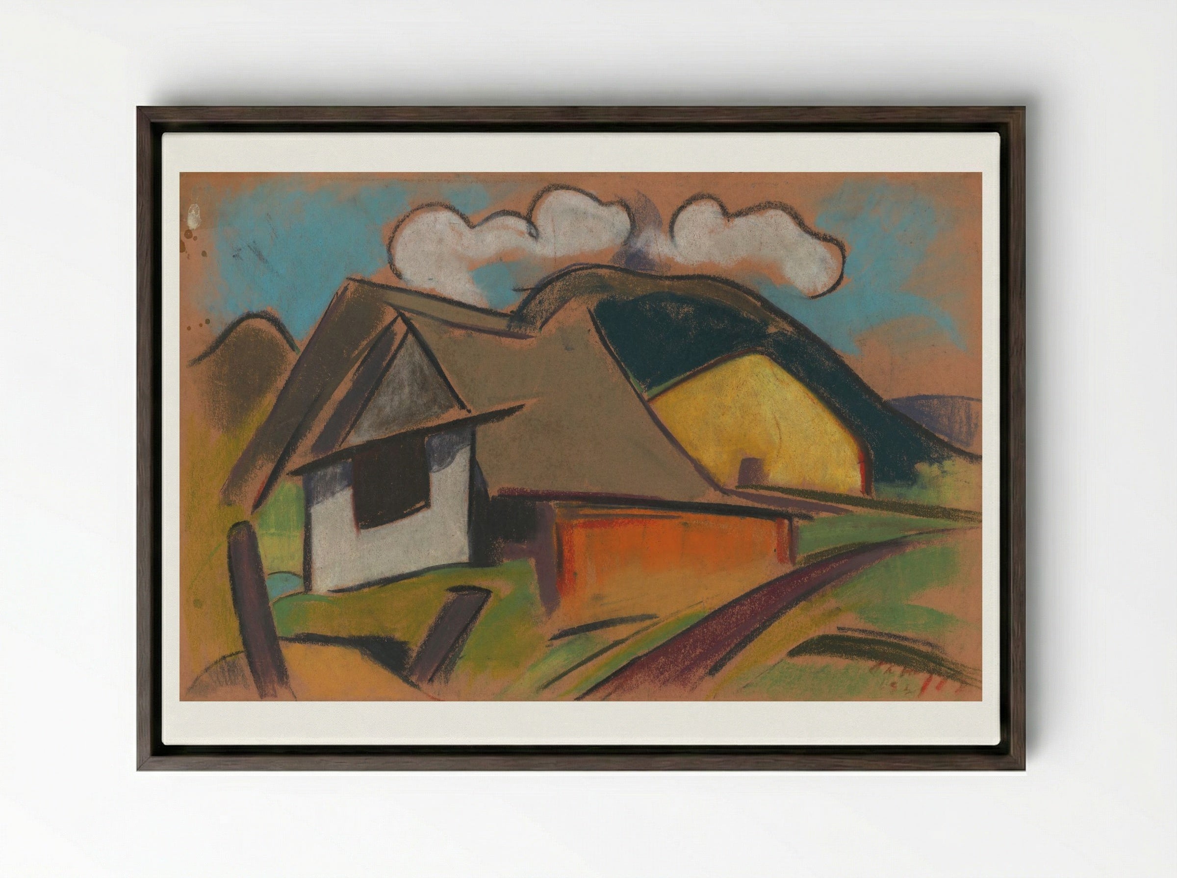 Cottages in the Mountains - Zolo Palugyay - Framed Canvas Dark Wood