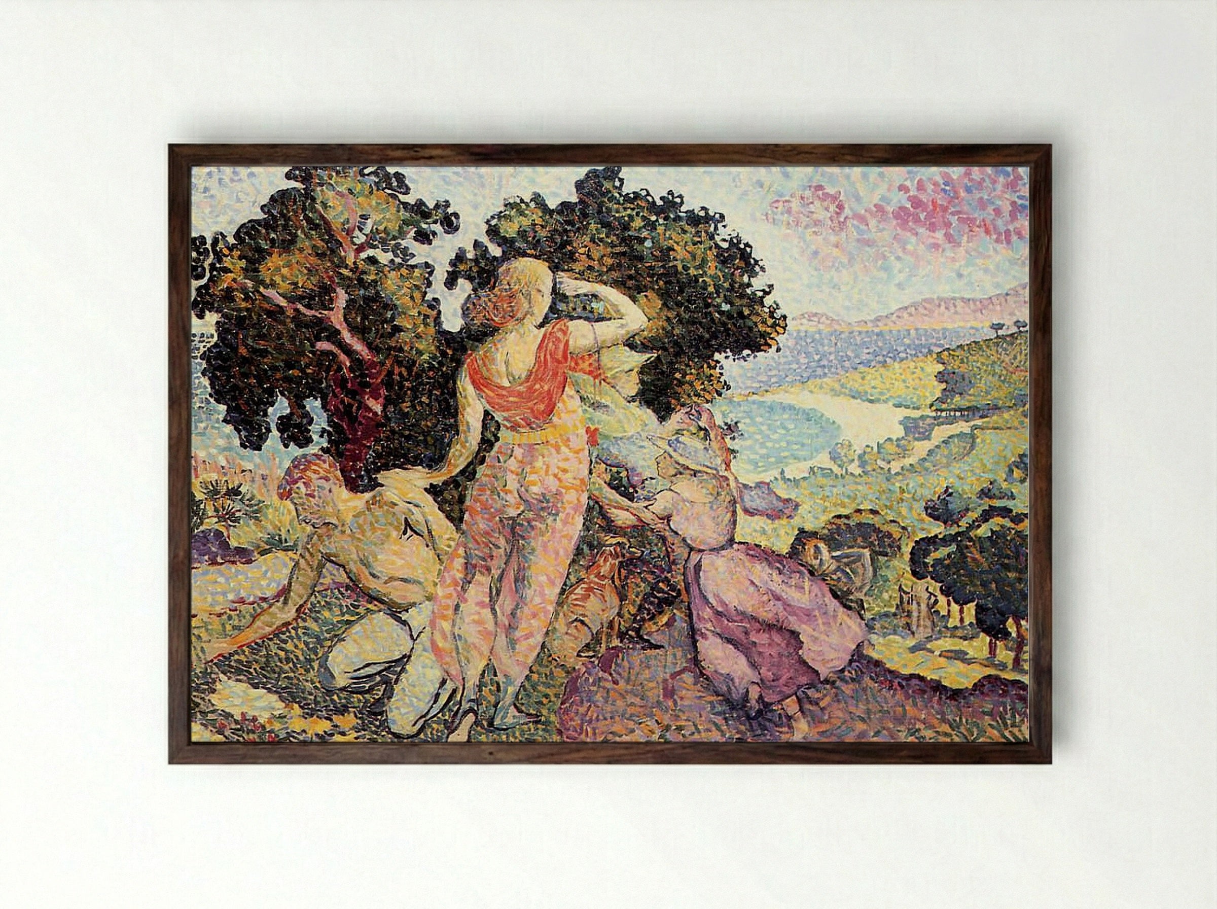 The Excursionists - Henri-Edmond Cross - Framed Print Dark Wood