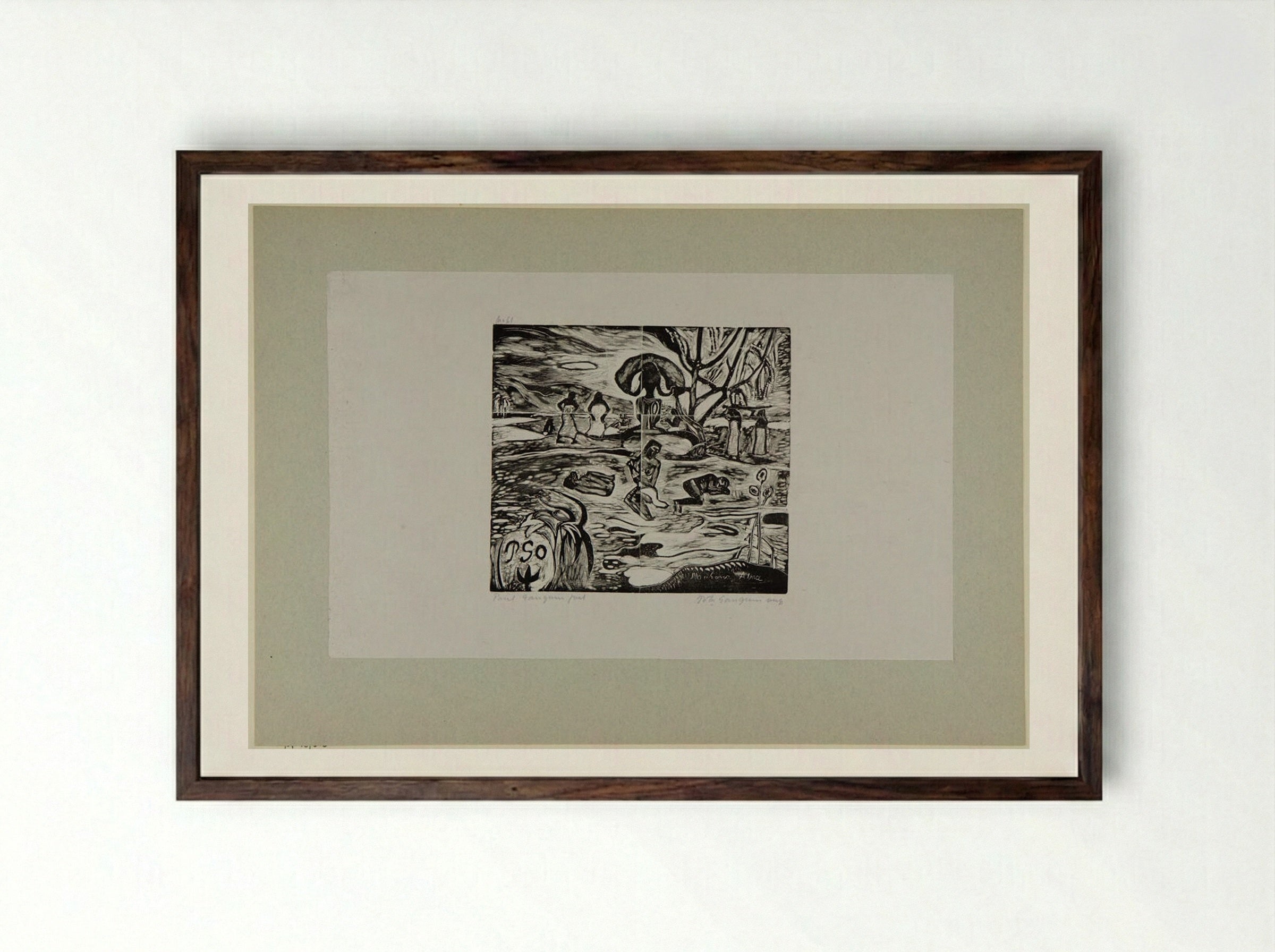 Mahana Atua (Day of the Gods) - Paul Gauguin - Framed Print Dark Wood