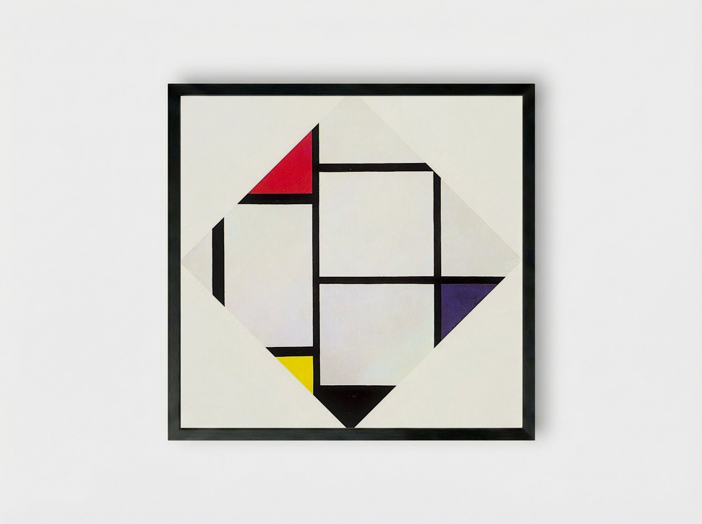 Lozenge Composition with Red, Gray, Blue, Yellow, and Black - Piet Mondrian - Framed Print Black