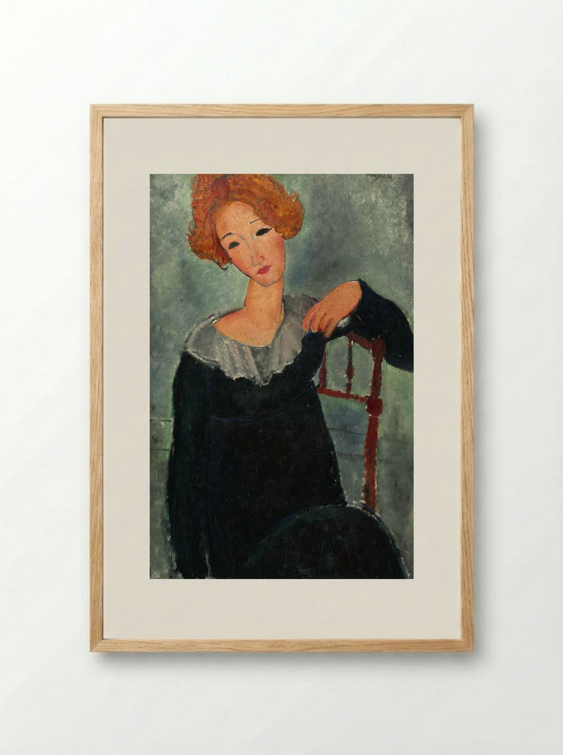 Woman with Red Hair - Amedeo Modigliani - Framed Print Wood