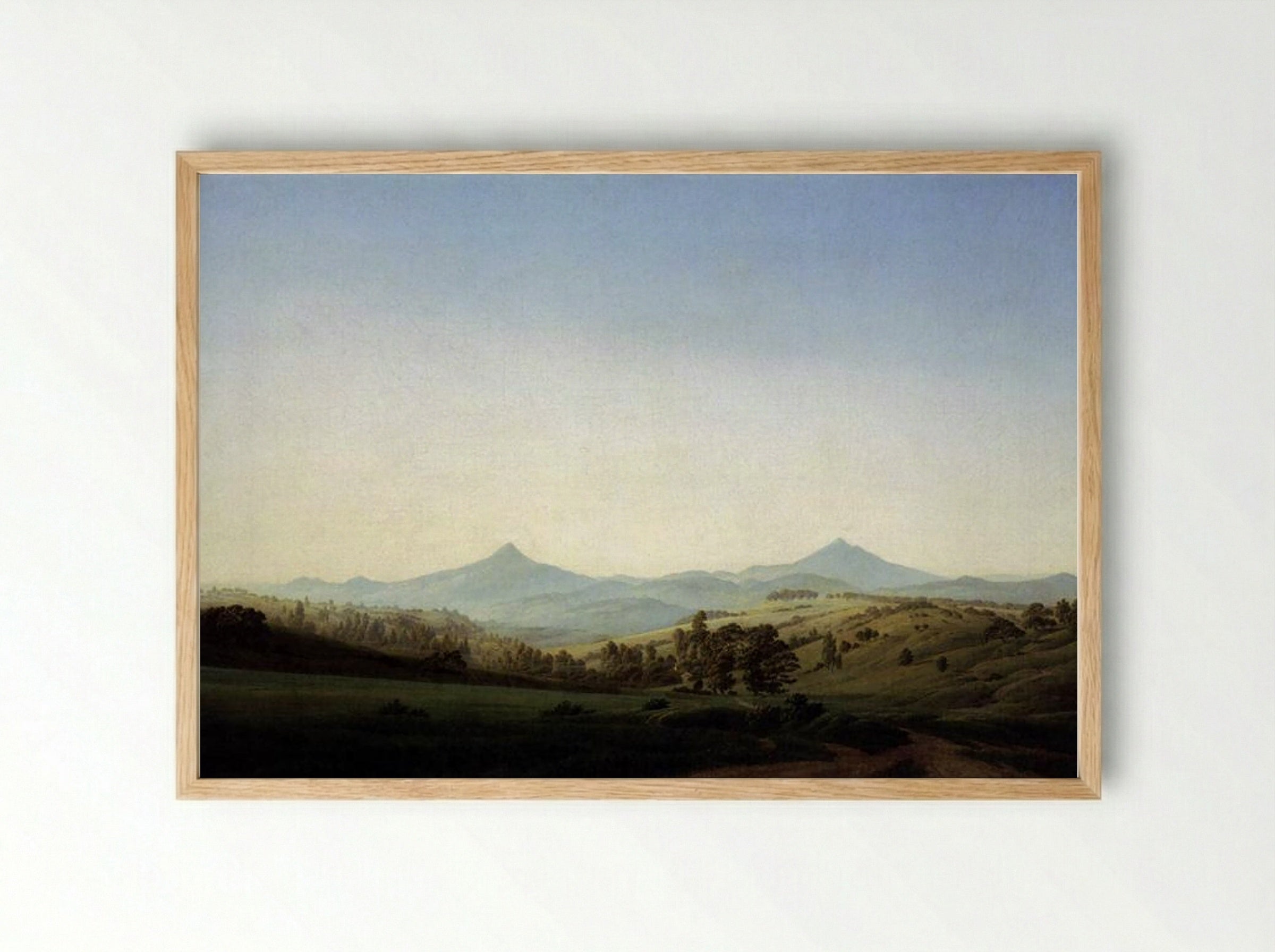 Bohemian Landscape with Mount Milleschauer - Caspar David Friedrich - Framed Print Wood